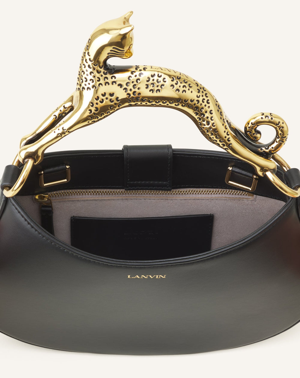 Black Hobo Cat Leather Bag