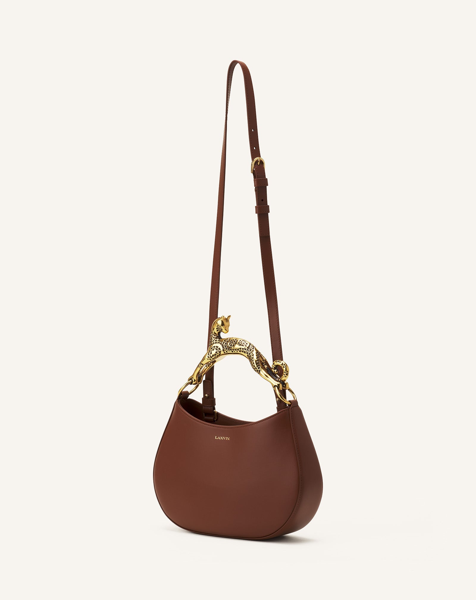 Brown Hobo Cat Leather Bag