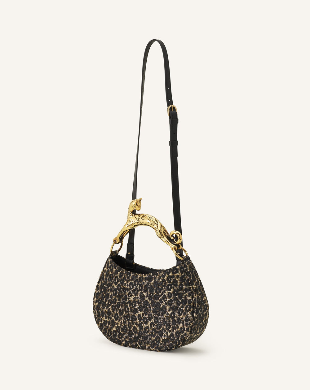 Sac Bobo Pm Poignée Imprimée Léopard Chat Beige