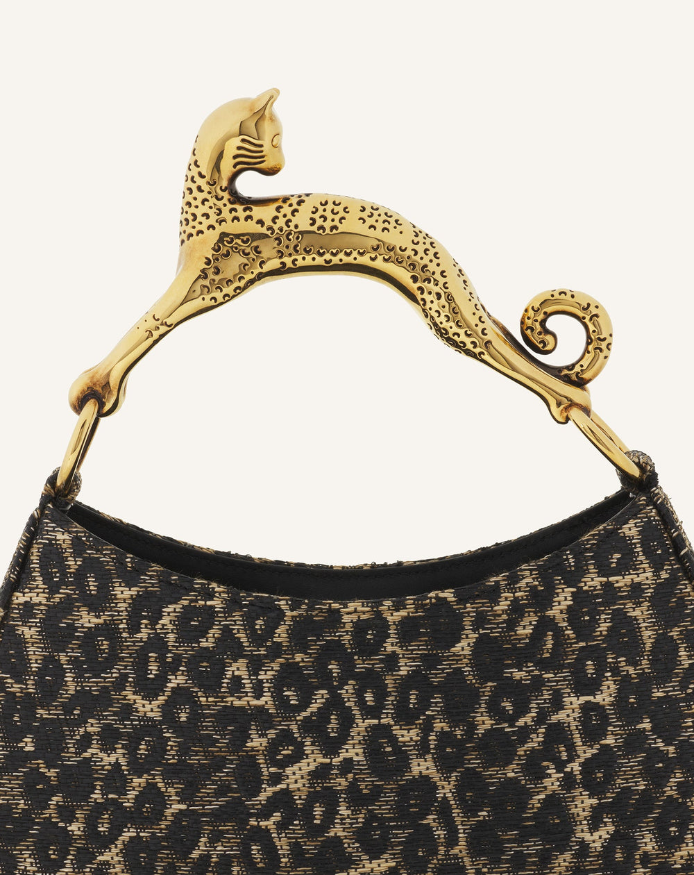 Sac Bobo Pm Poignée Imprimée Léopard Chat Beige