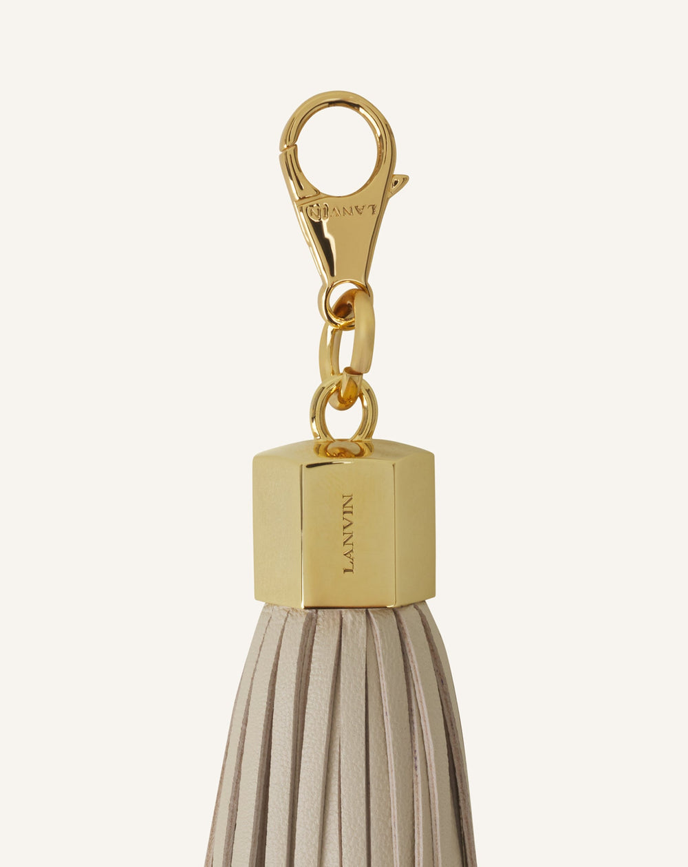 Pompon Simple En Cuir White