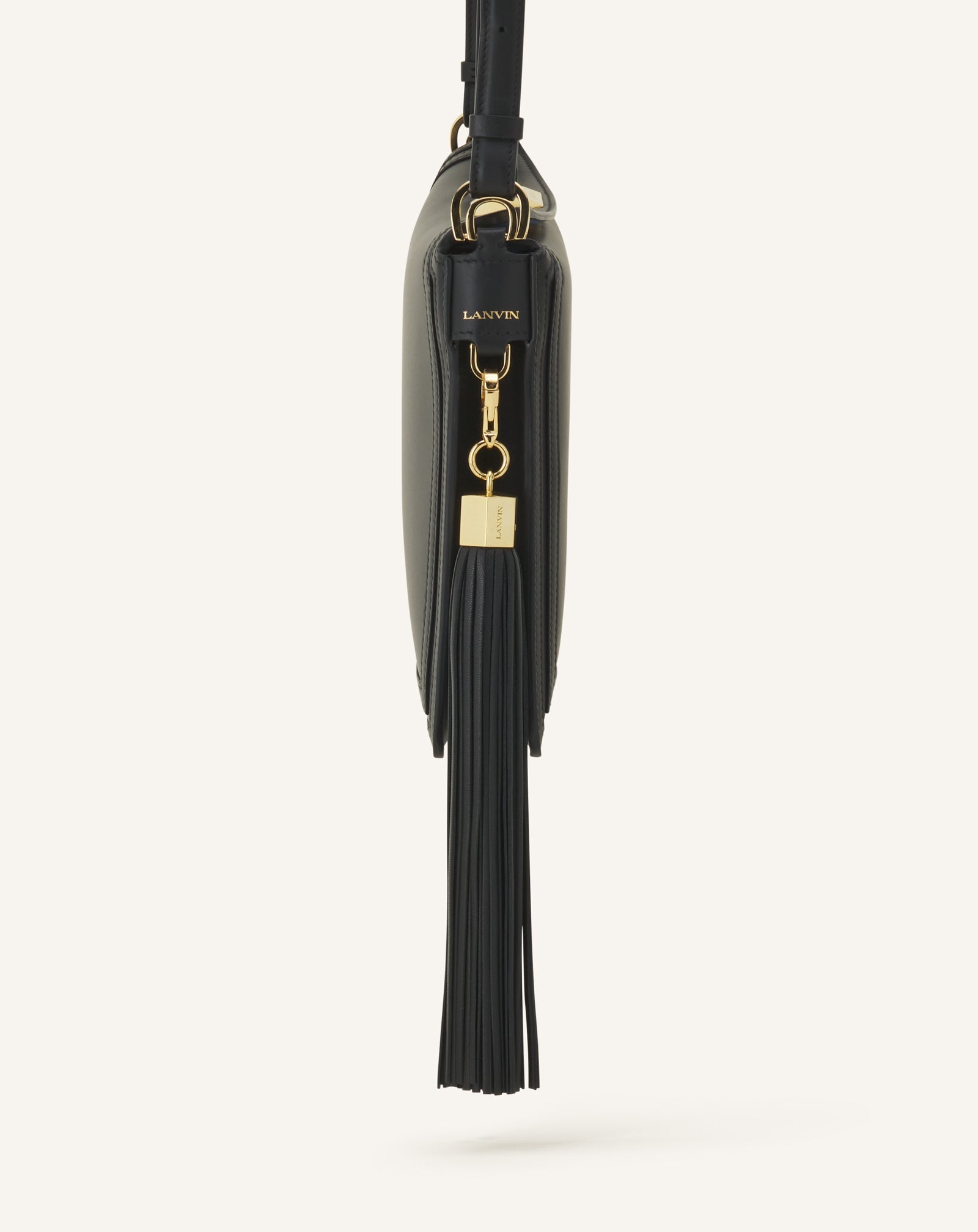 Pompon Simple En Cuir Black