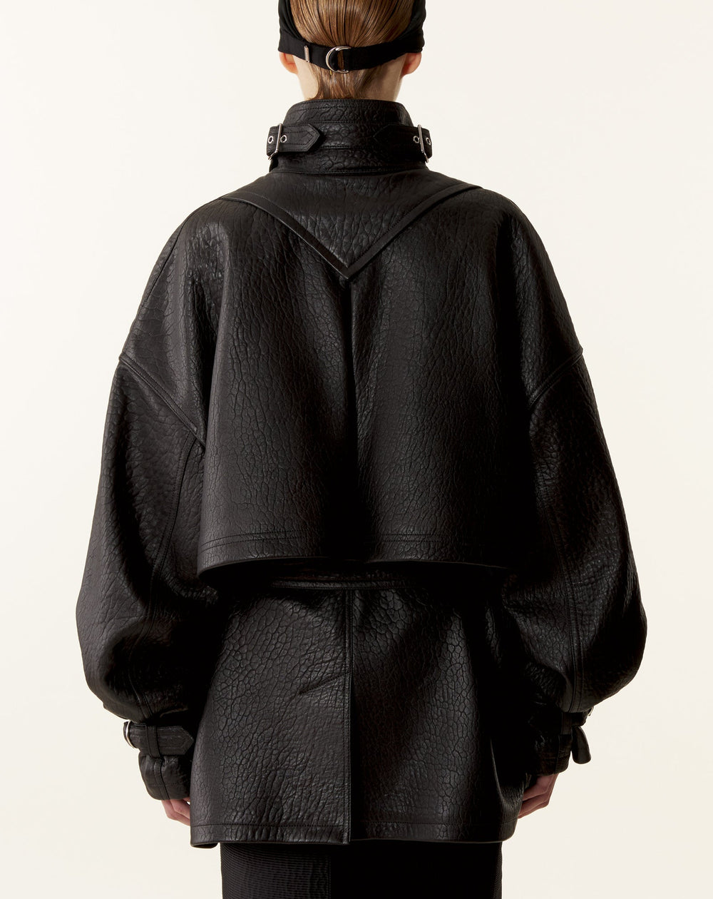 Blouson Col Montant En Cuir Black