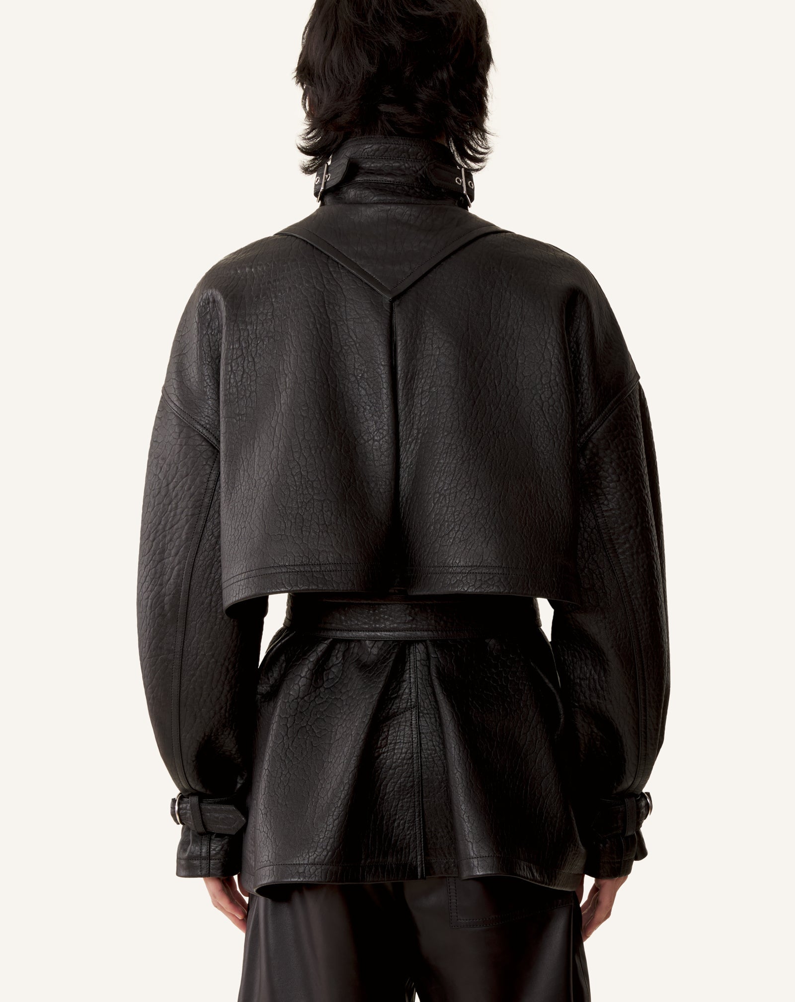 Blouson Col Montant En Cuir Black