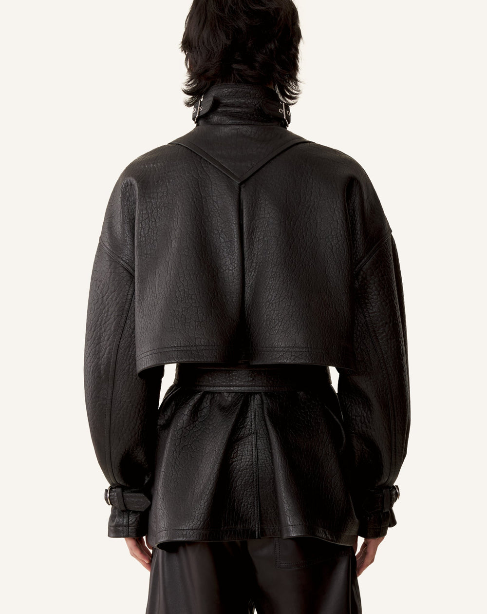 Blouson Col Montant En Cuir Black