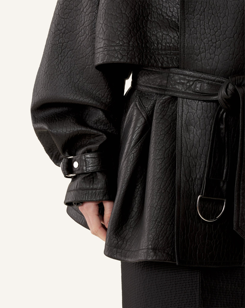 Blouson Col Montant En Cuir Black