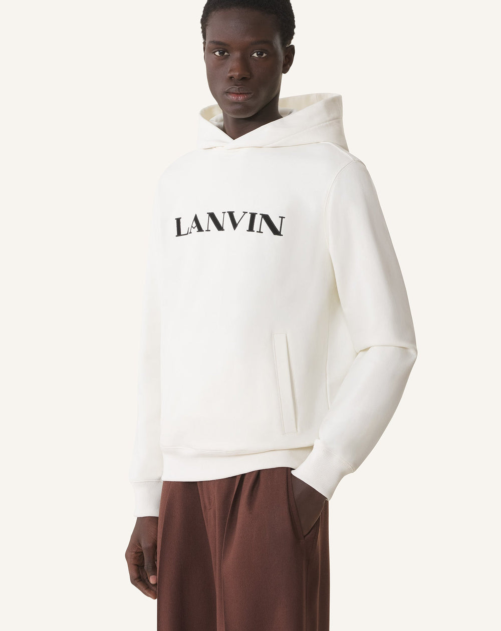 White Lanvin Embroidered Cotton Hoodie