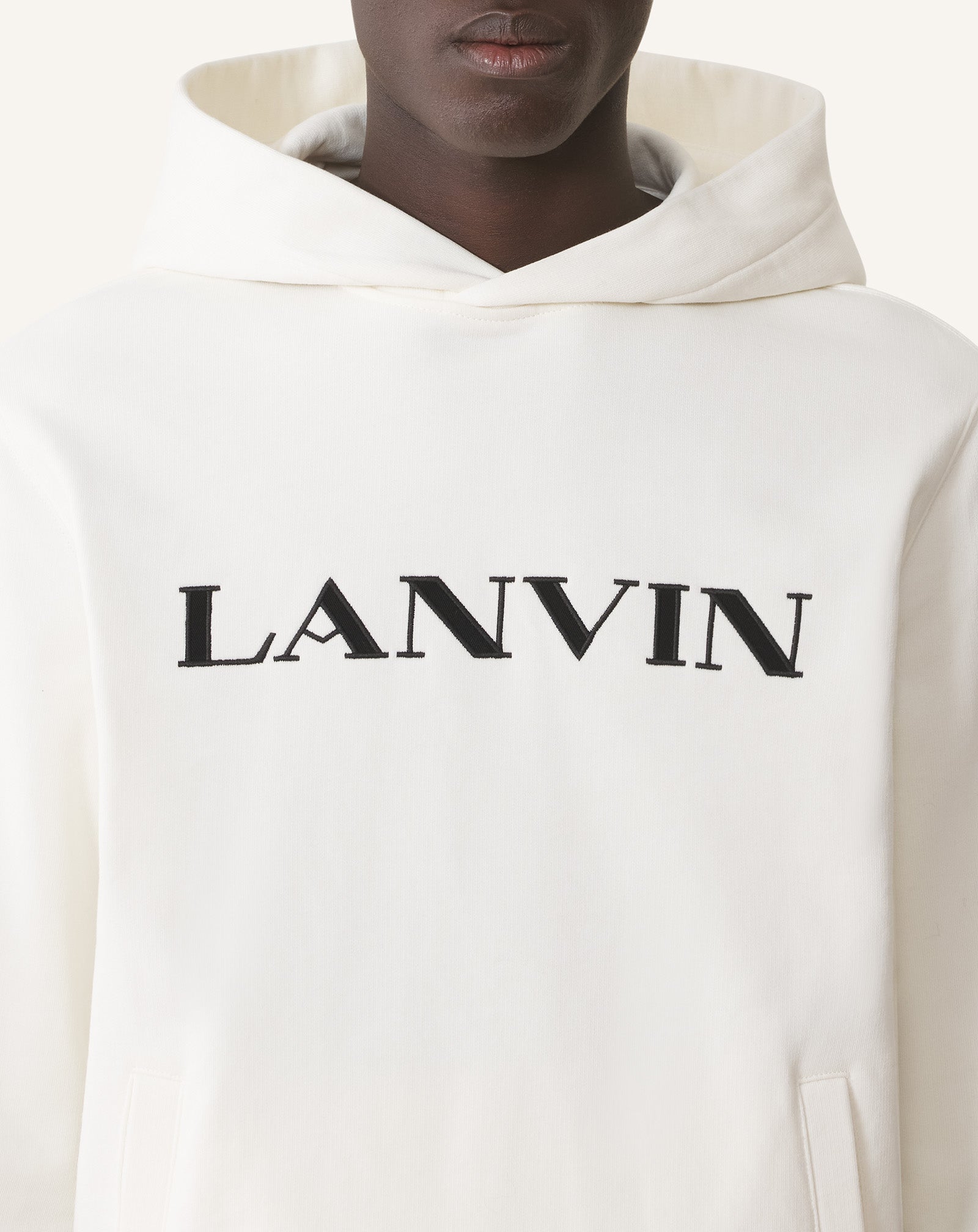White Lanvin Embroidered Cotton Hoodie