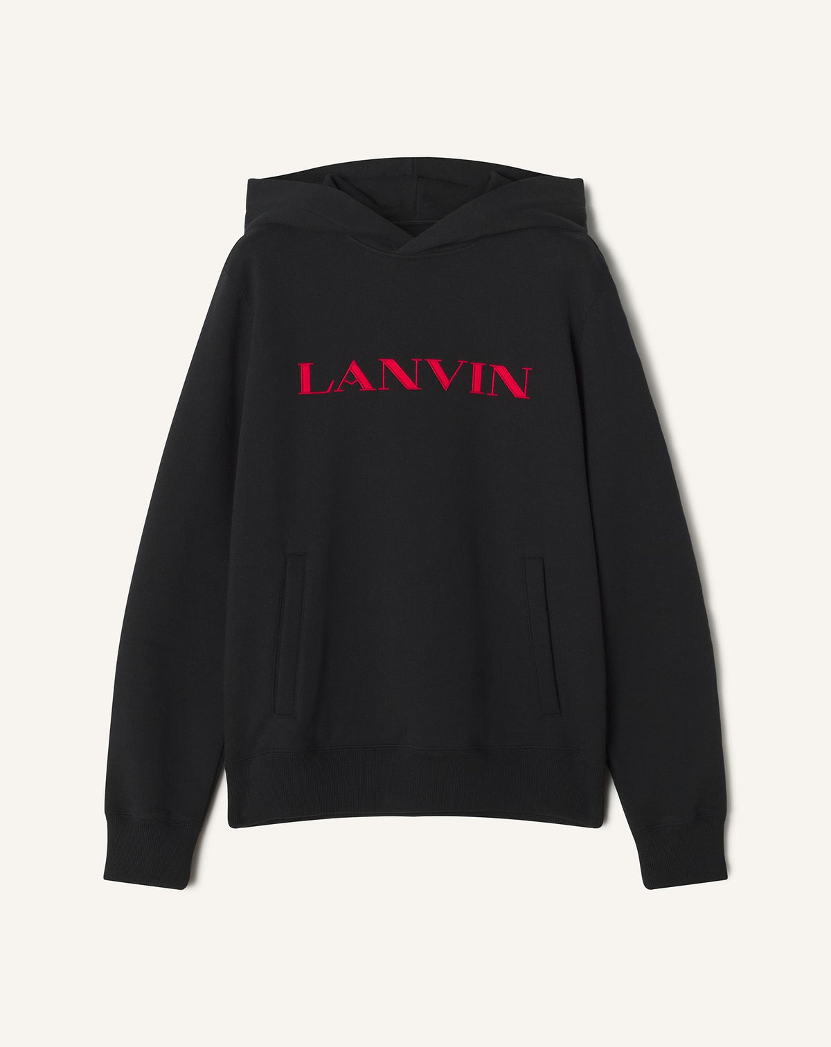 Black Lanvin Embroidered Cotton Hoodie