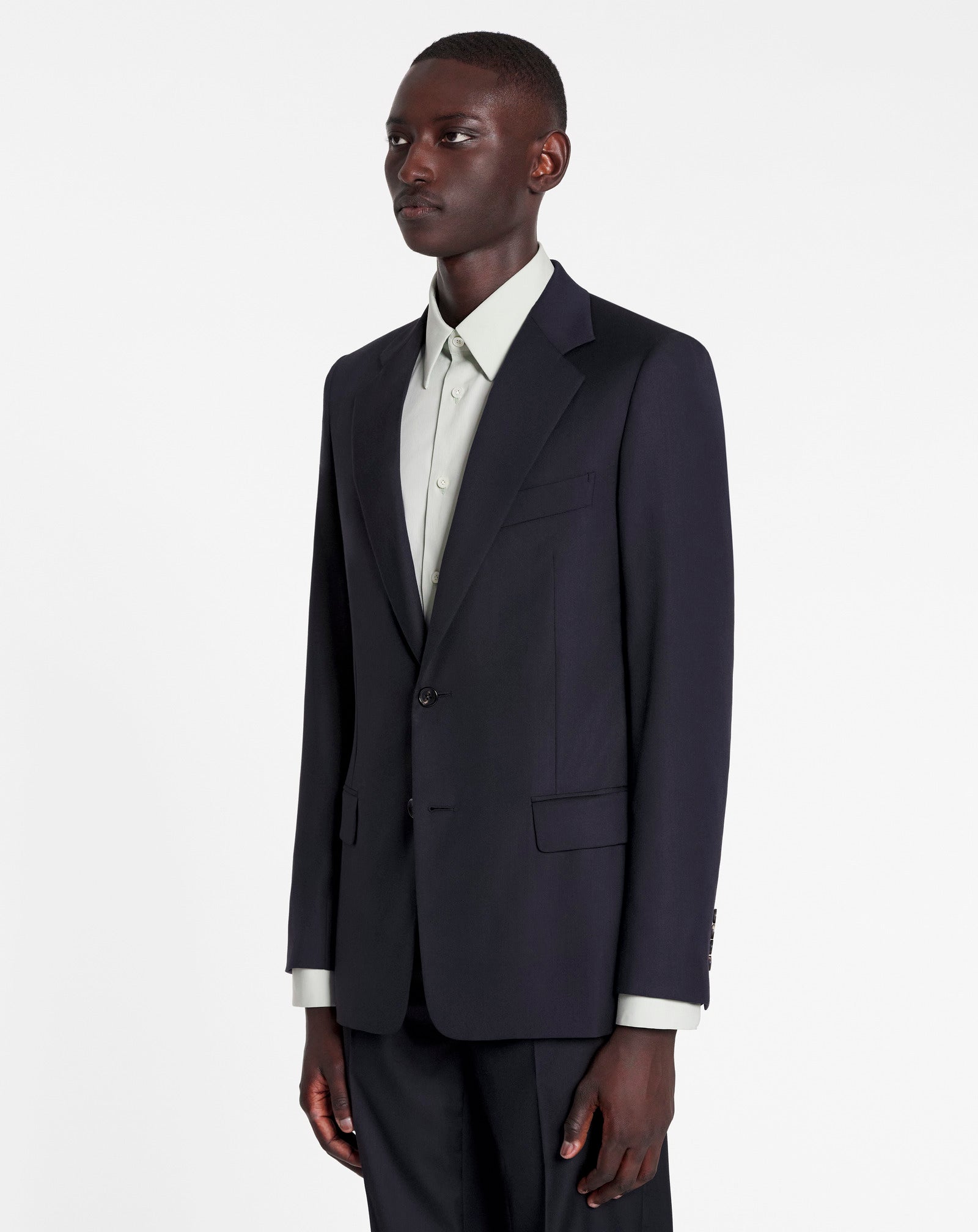 SINGLE-BREASTED FLAP POCKETS JACKET NAVY BLUE
