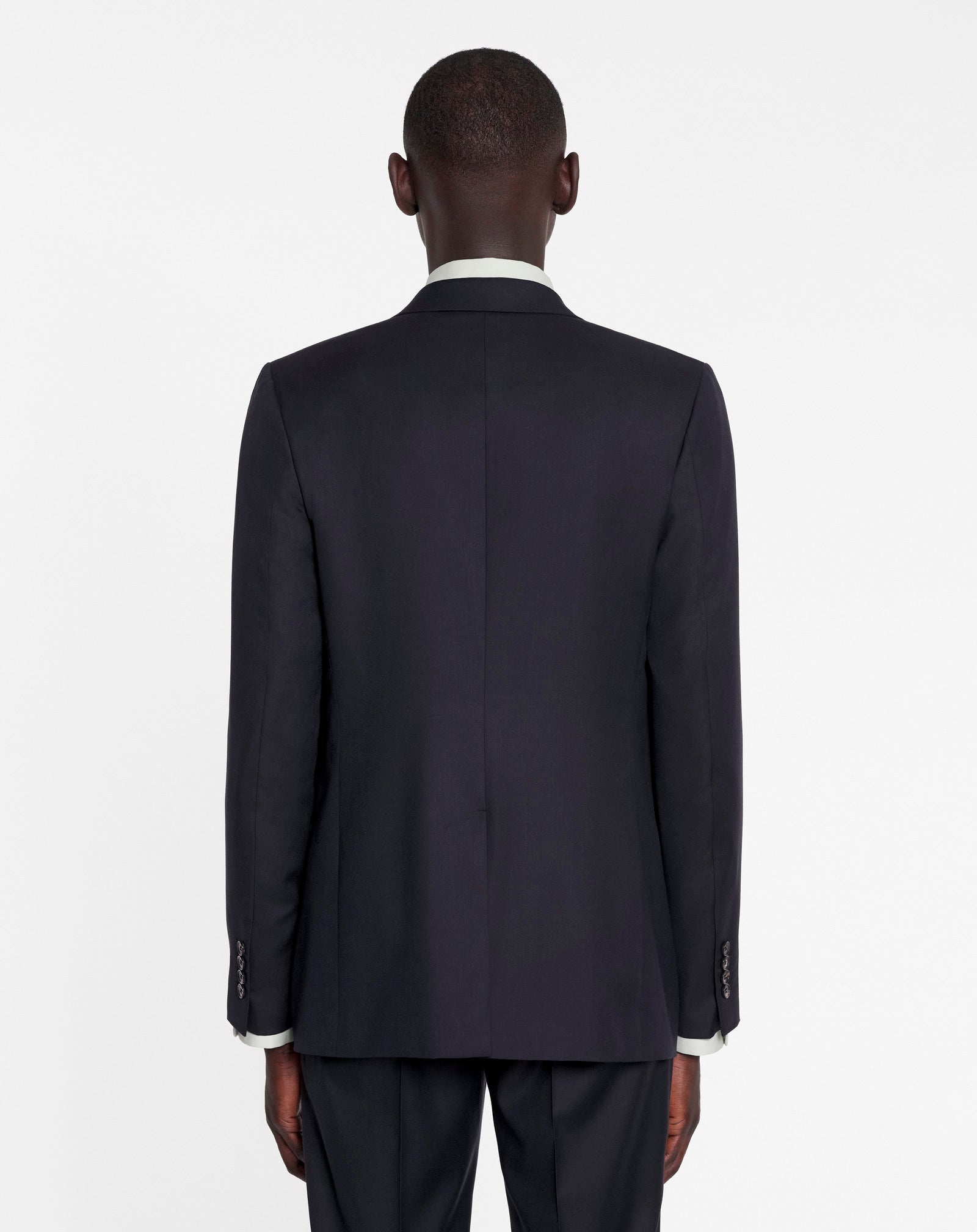 SINGLE-BREASTED FLAP POCKETS JACKET NAVY BLUE