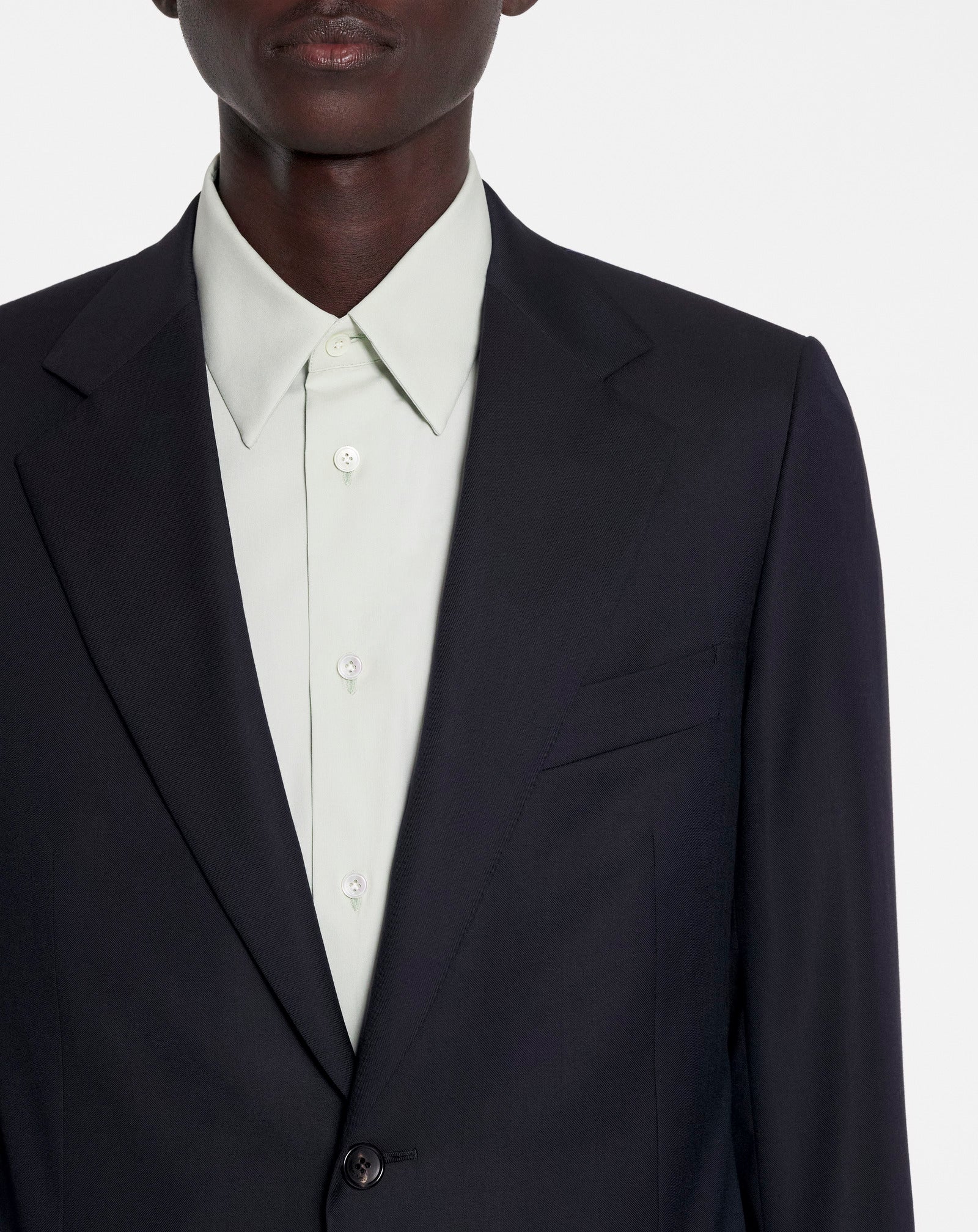 SINGLE-BREASTED FLAP POCKETS JACKET NAVY BLUE