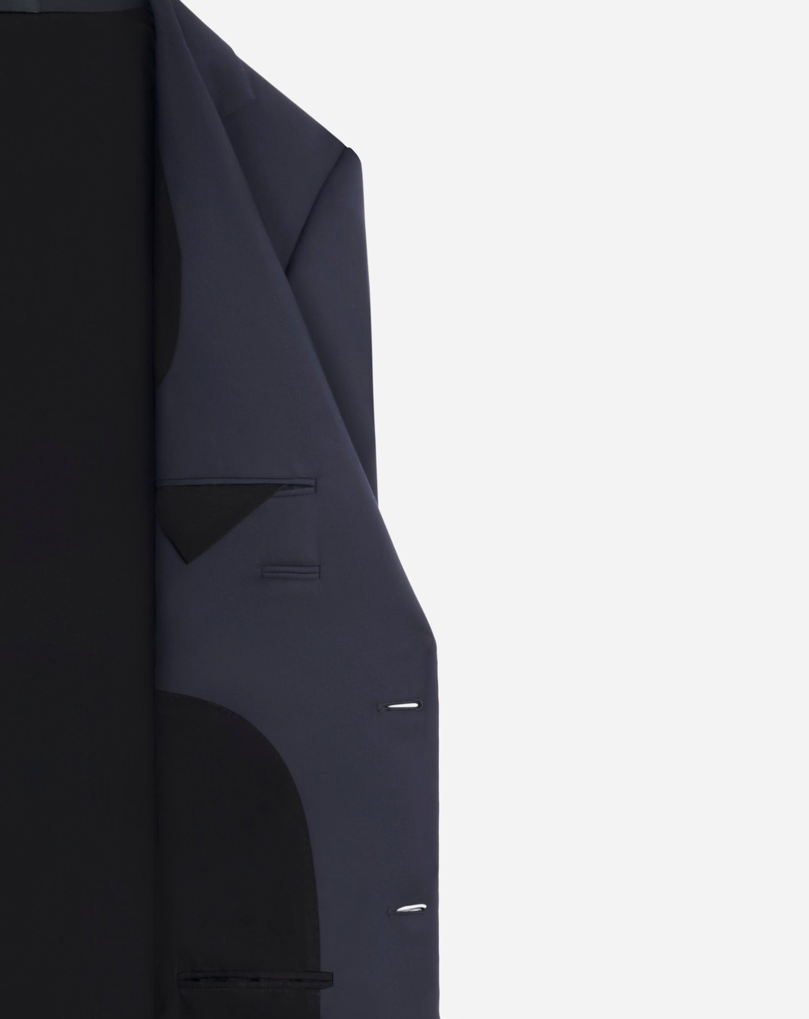 SINGLE-BREASTED FLAP POCKETS JACKET NAVY BLUE