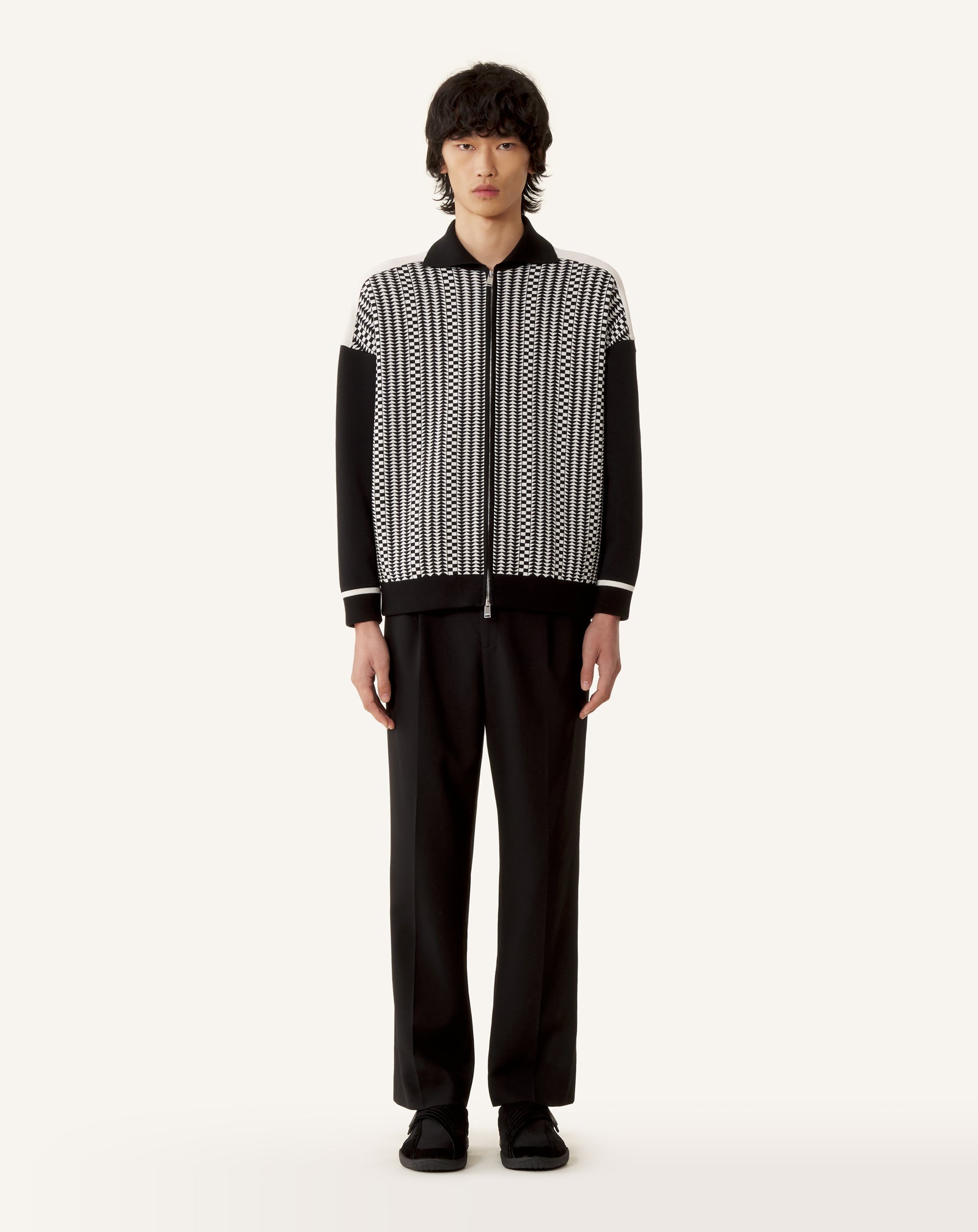 Blouson Zippé En Jacquard De Soie Et Coton Grey