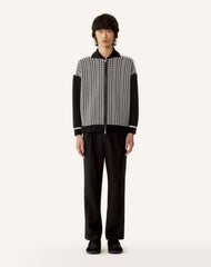 Blouson Zippé En Jacquard De Soie Et Coton Grey