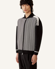 Blouson Zippé En Jacquard De Soie Et Coton Grey