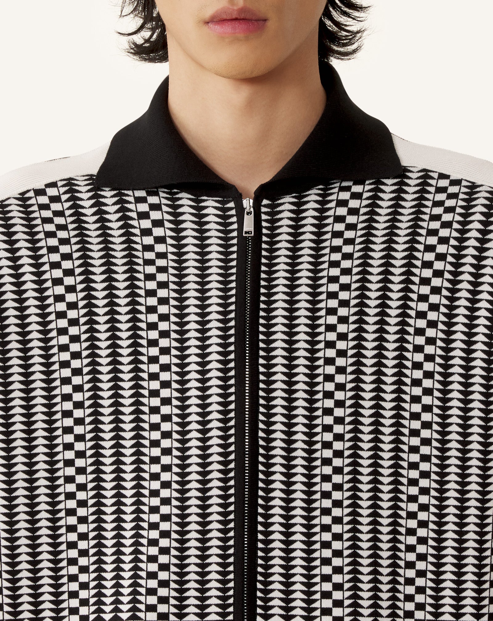 Blouson Zippé En Jacquard De Soie Et Coton Grey