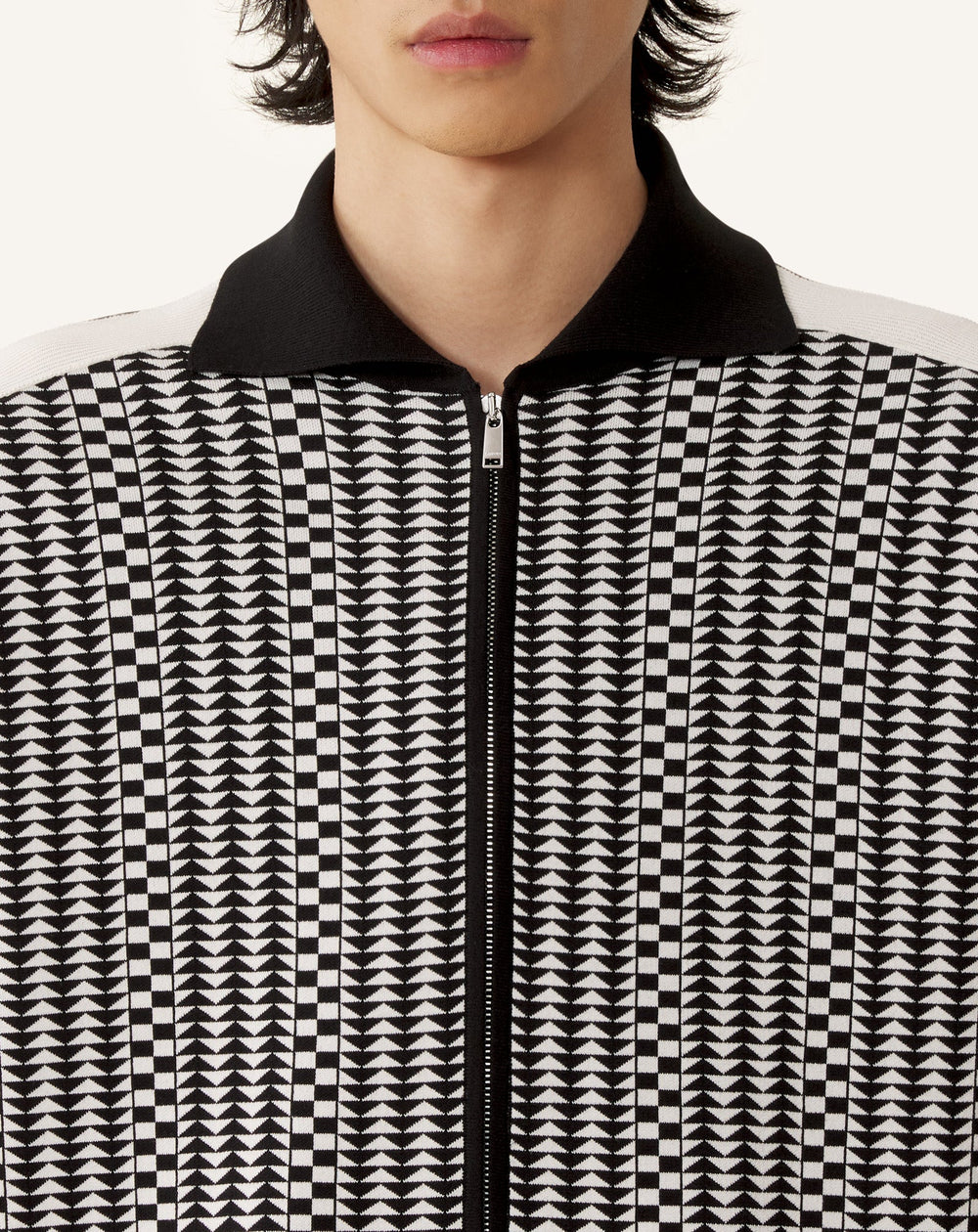 Blouson Zippé En Jacquard De Soie Et Coton Grey