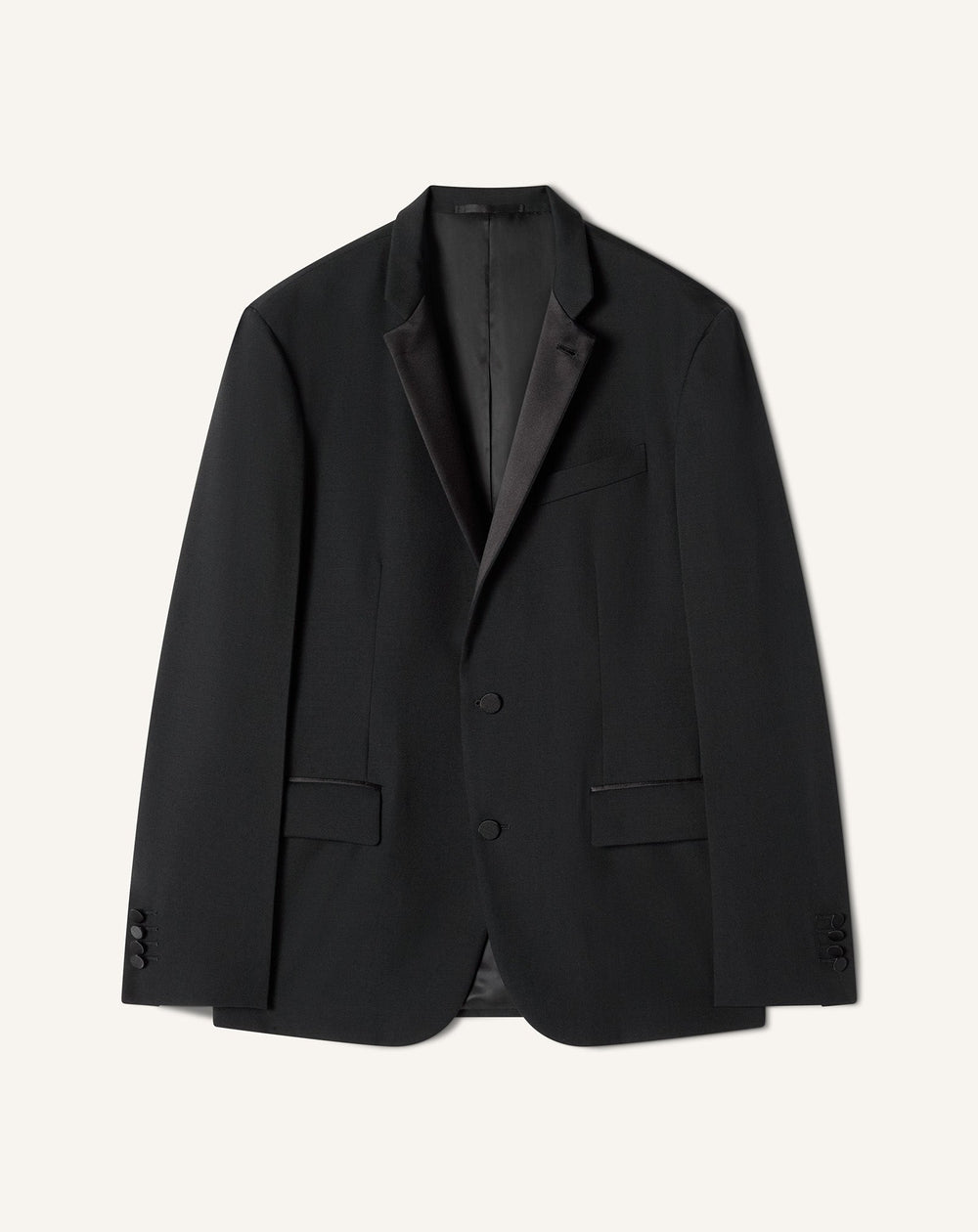 Veste Col Officier En Laine Black