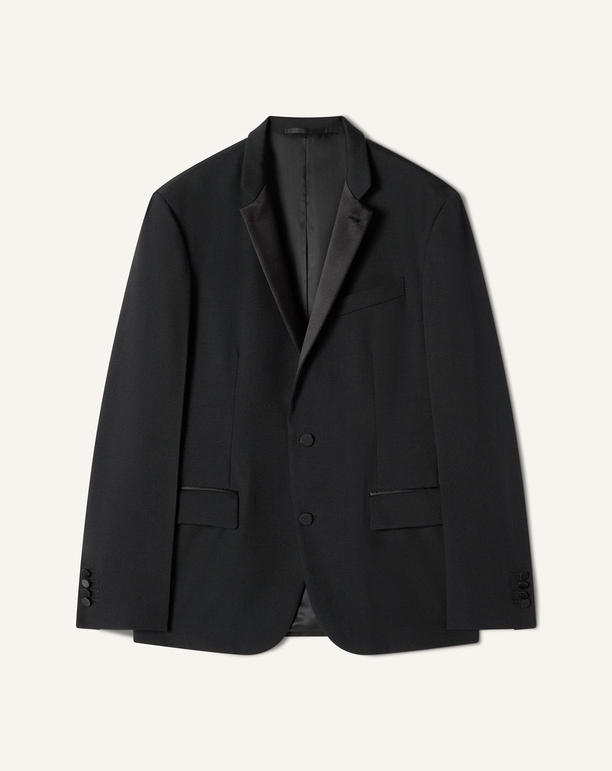 Veste Col Officier En Laine Black