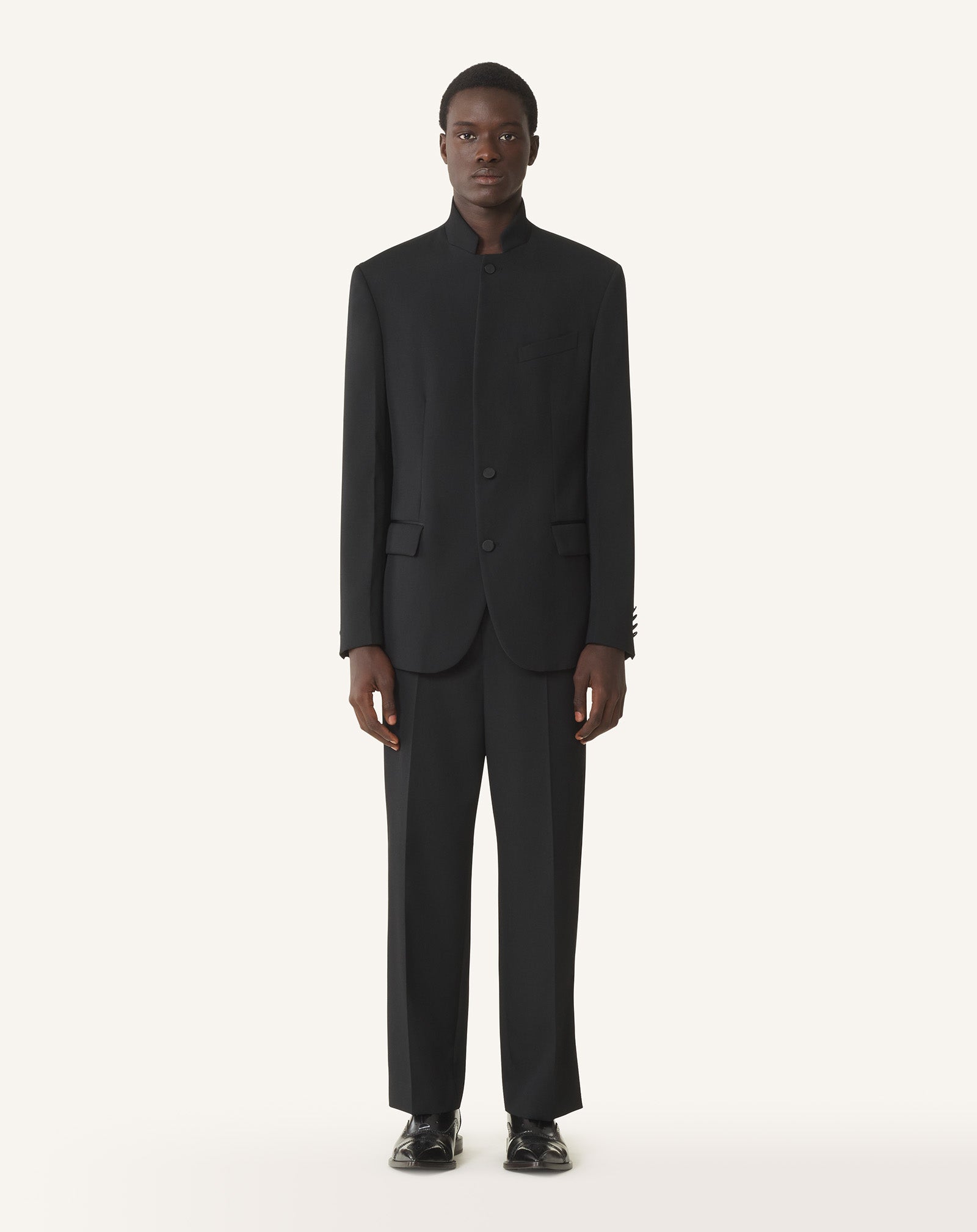 Veste Col Officier En Laine Black