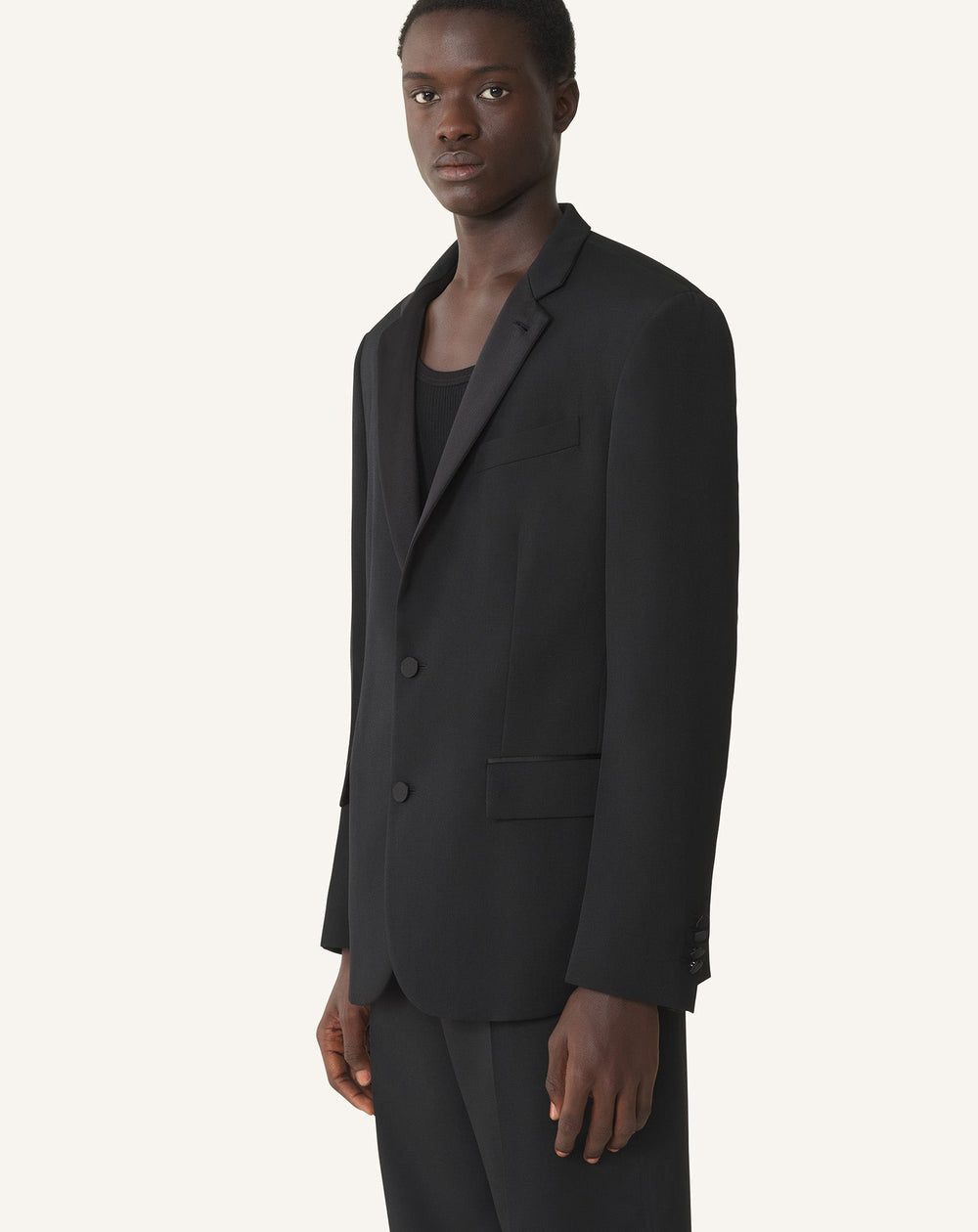 Veste Col Officier En Laine Black