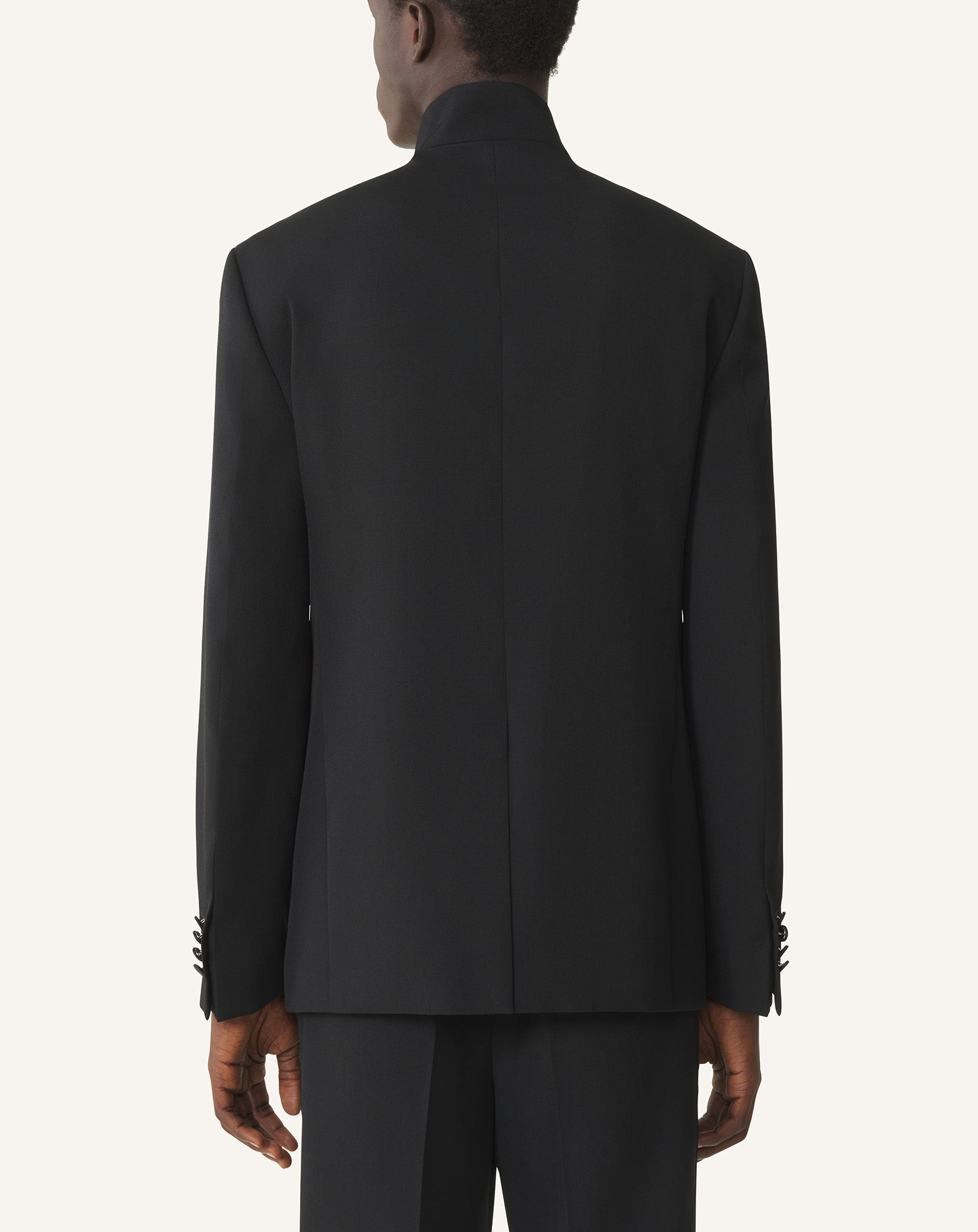 Veste Col Officier En Laine Black