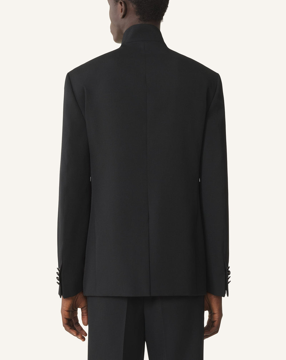 Veste Col Officier En Laine Black