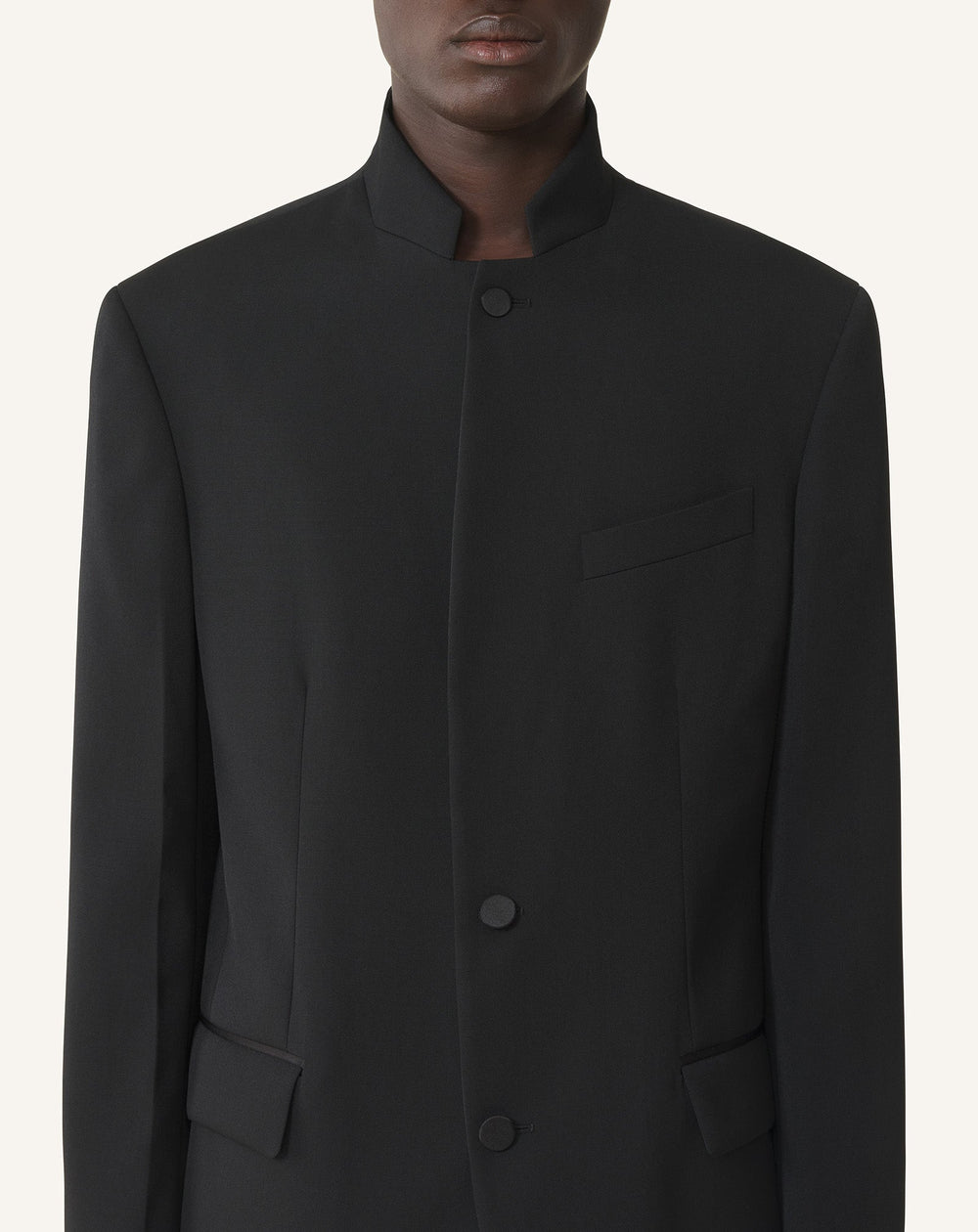 Veste Col Officier En Laine Black