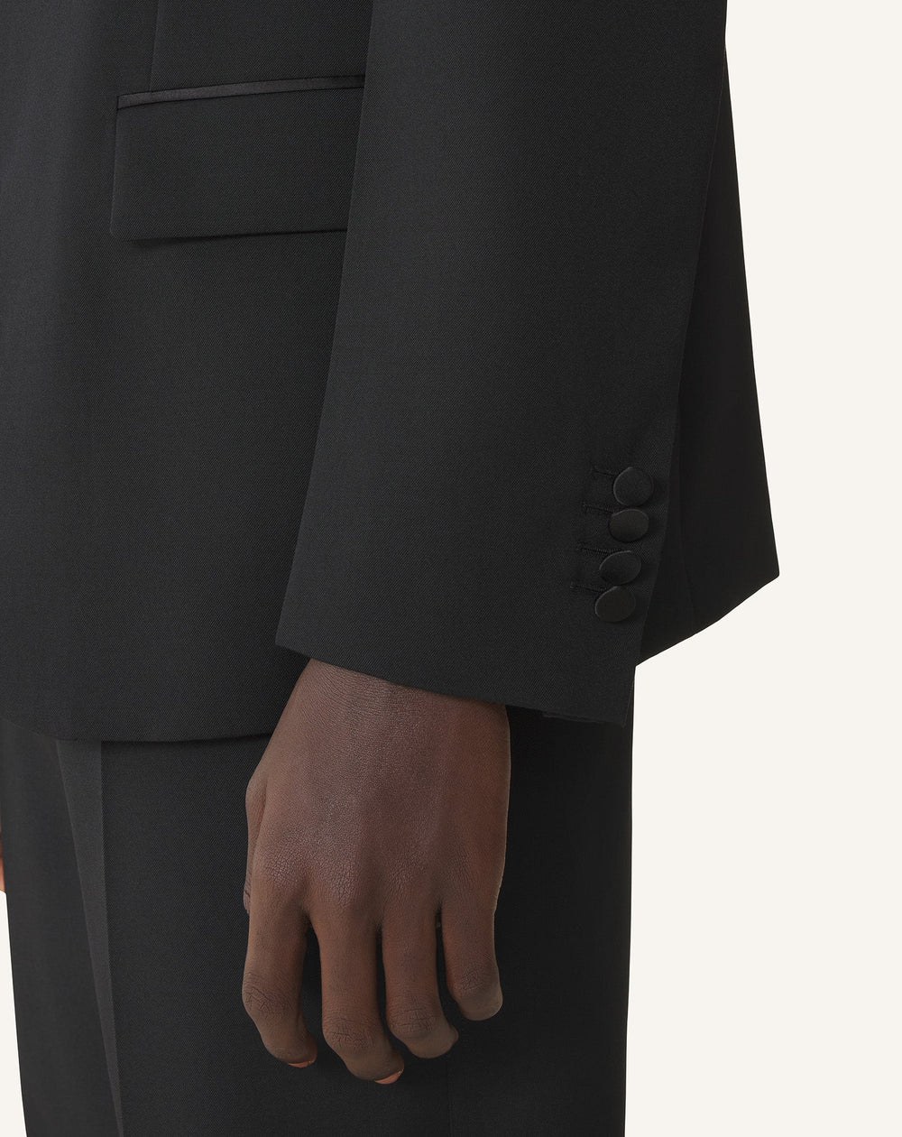 Veste Col Officier En Laine Black