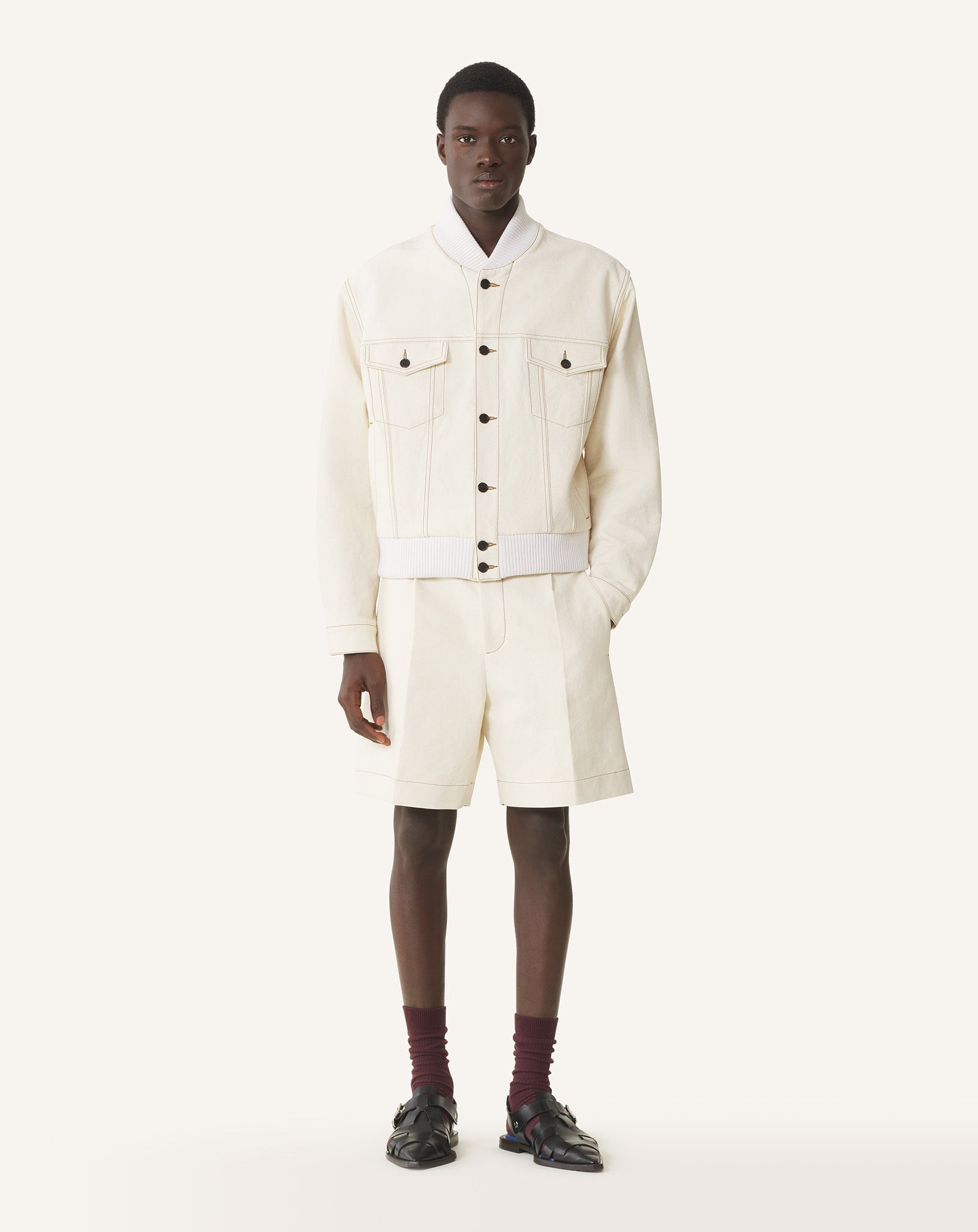 Veste Teddy En Denim White