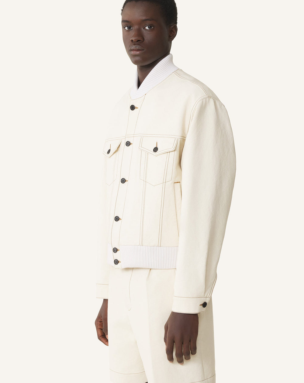 Veste Teddy En Denim White