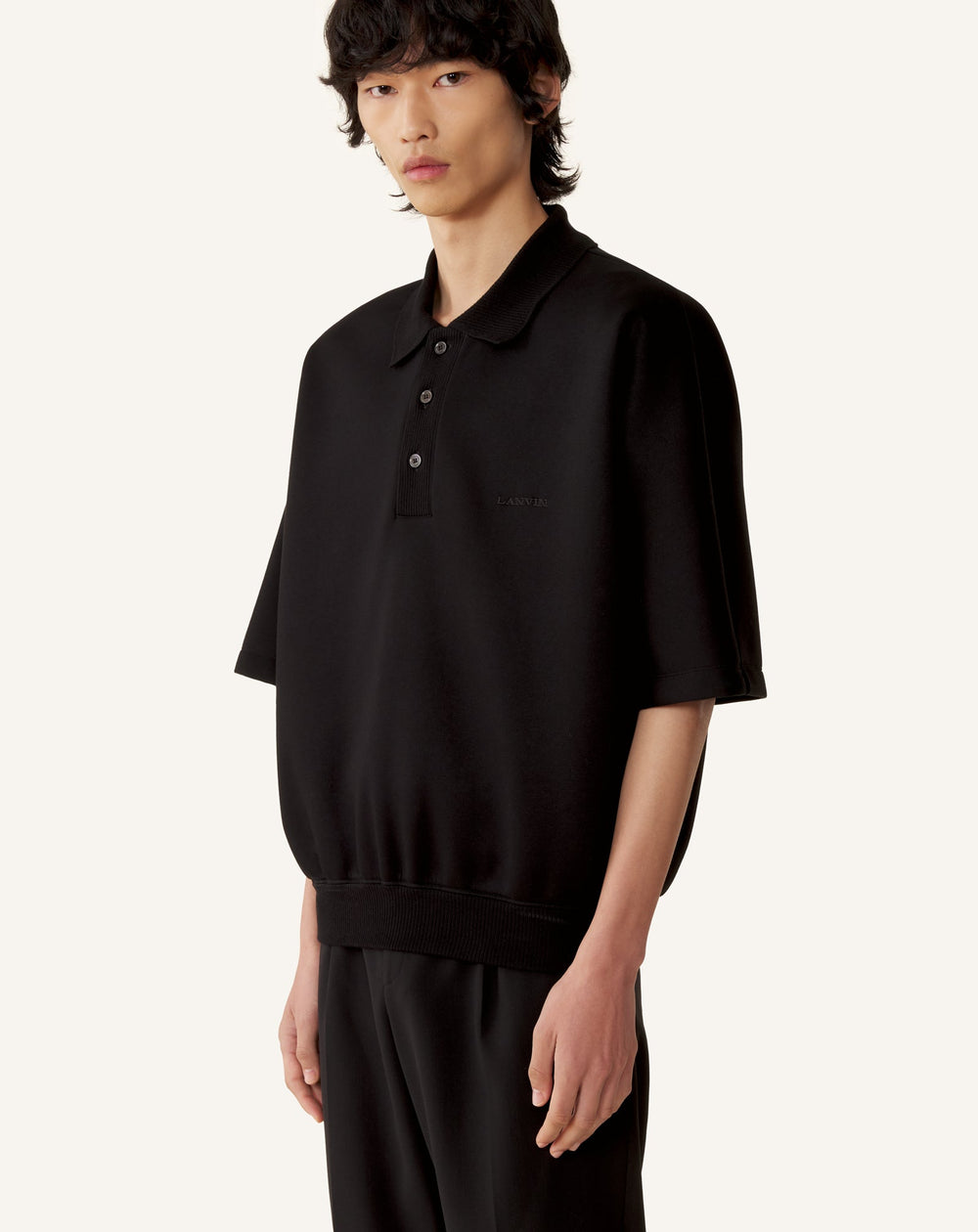 Polo Ample En Jersey Double Face Black
