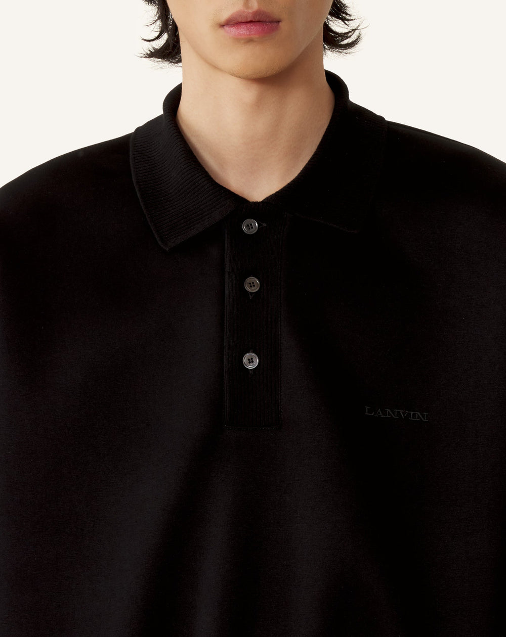 Polo Ample En Jersey Double Face Black