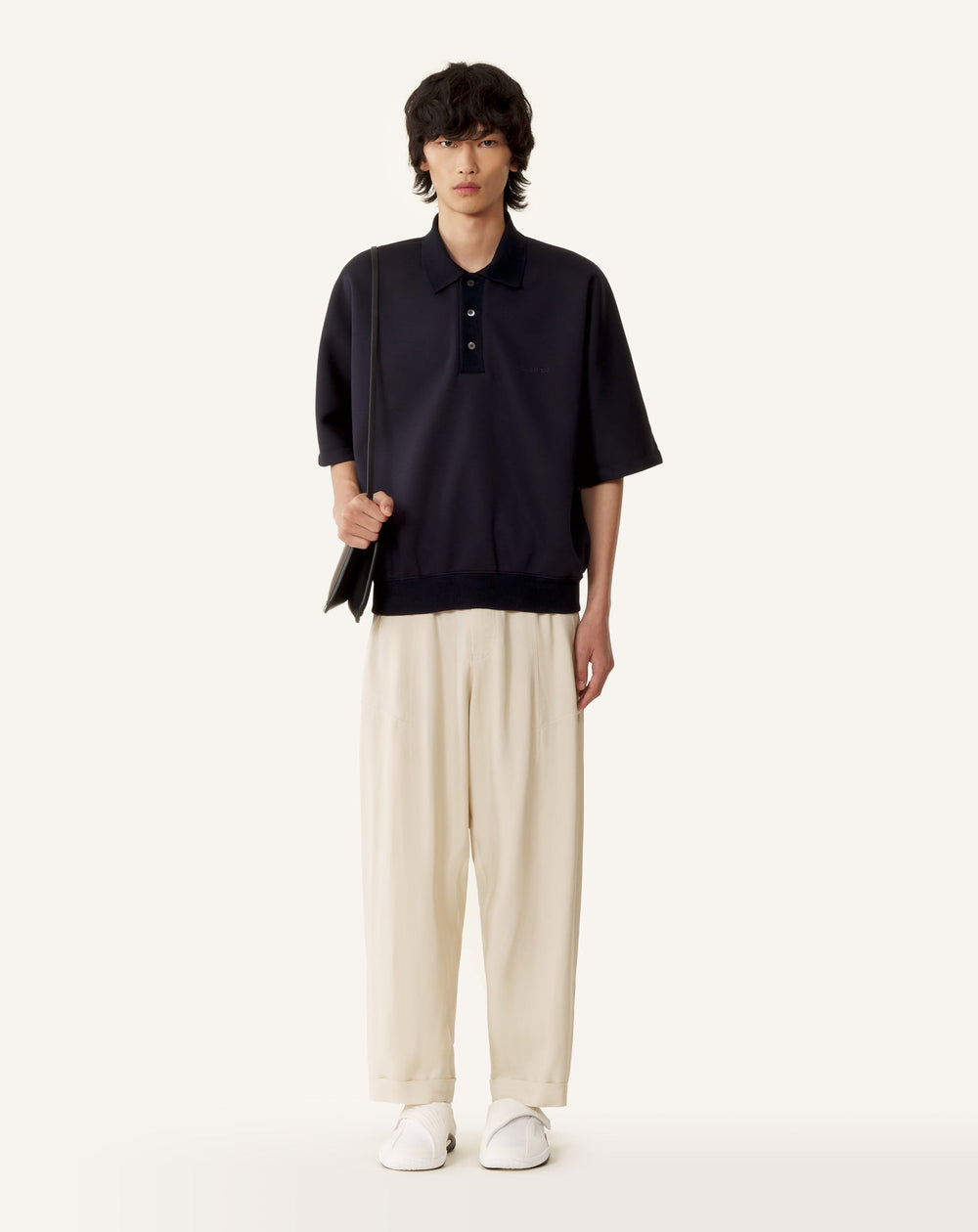 Polo Ample En Jersey Double Face Blue