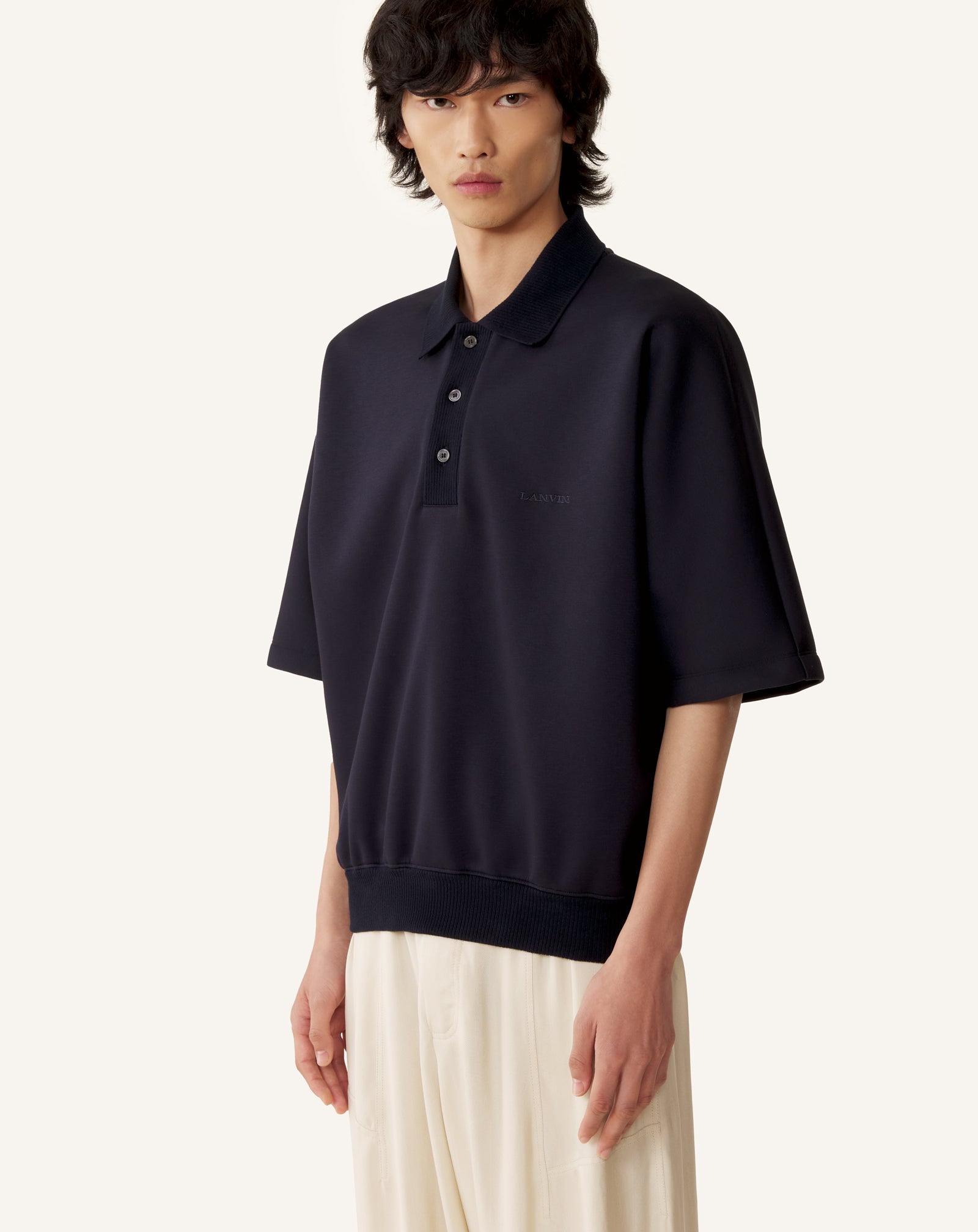 Polo Ample En Jersey Double Face Blue