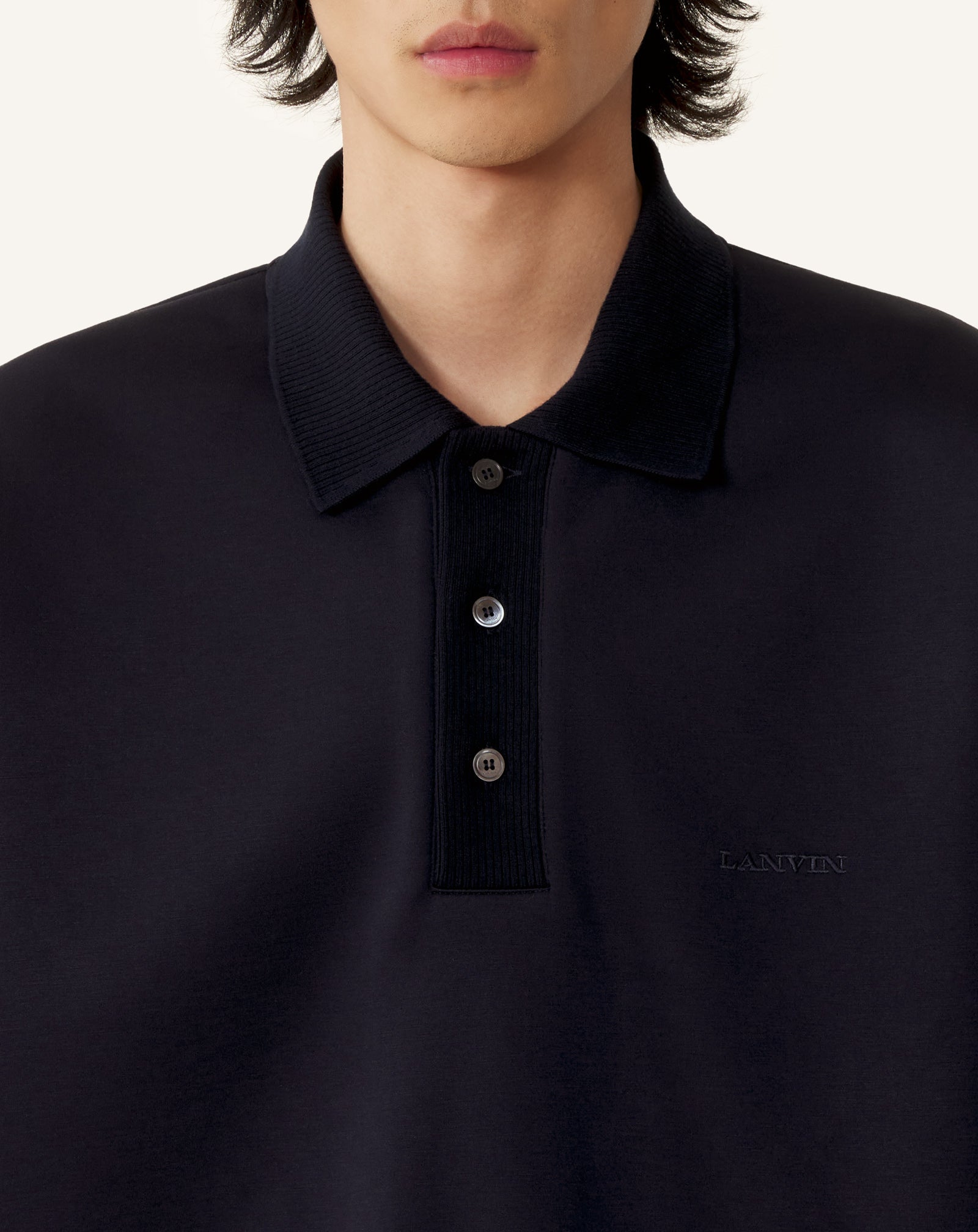 Polo Ample En Jersey Double Face Blue