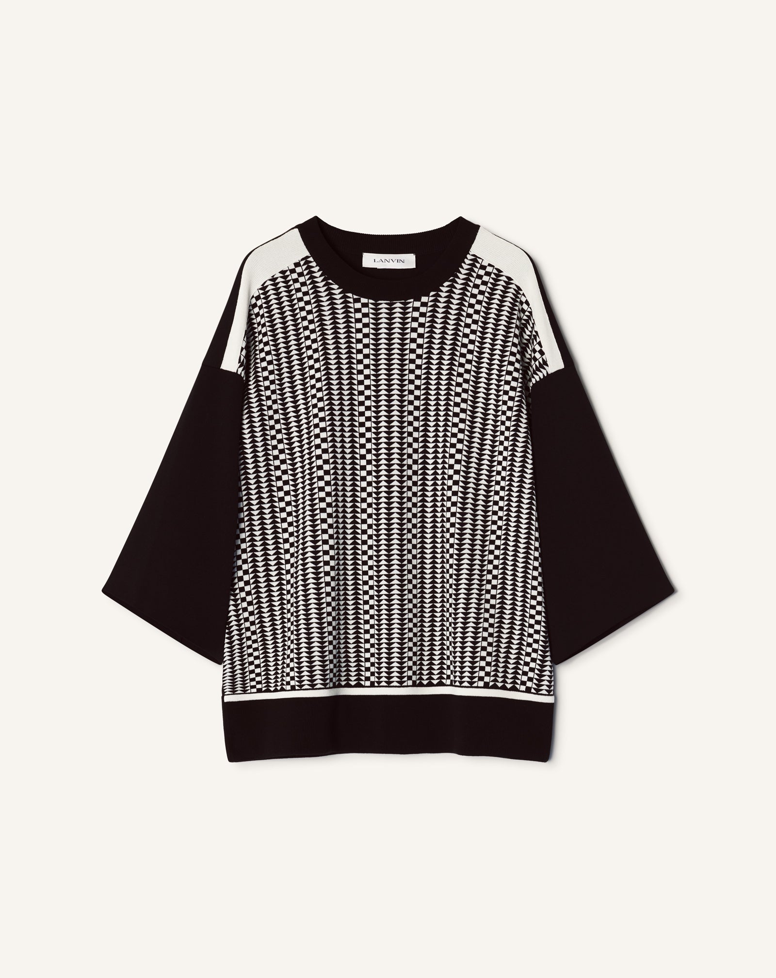 T-shirt Ample En Jacquard De Soie Et Coton Grey