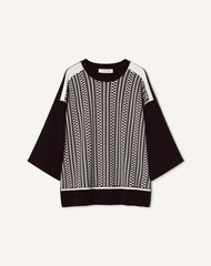 T-shirt Ample En Jacquard De Soie Et Coton Grey