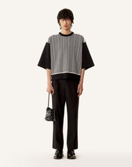 T-shirt Ample En Jacquard De Soie Et Coton Grey