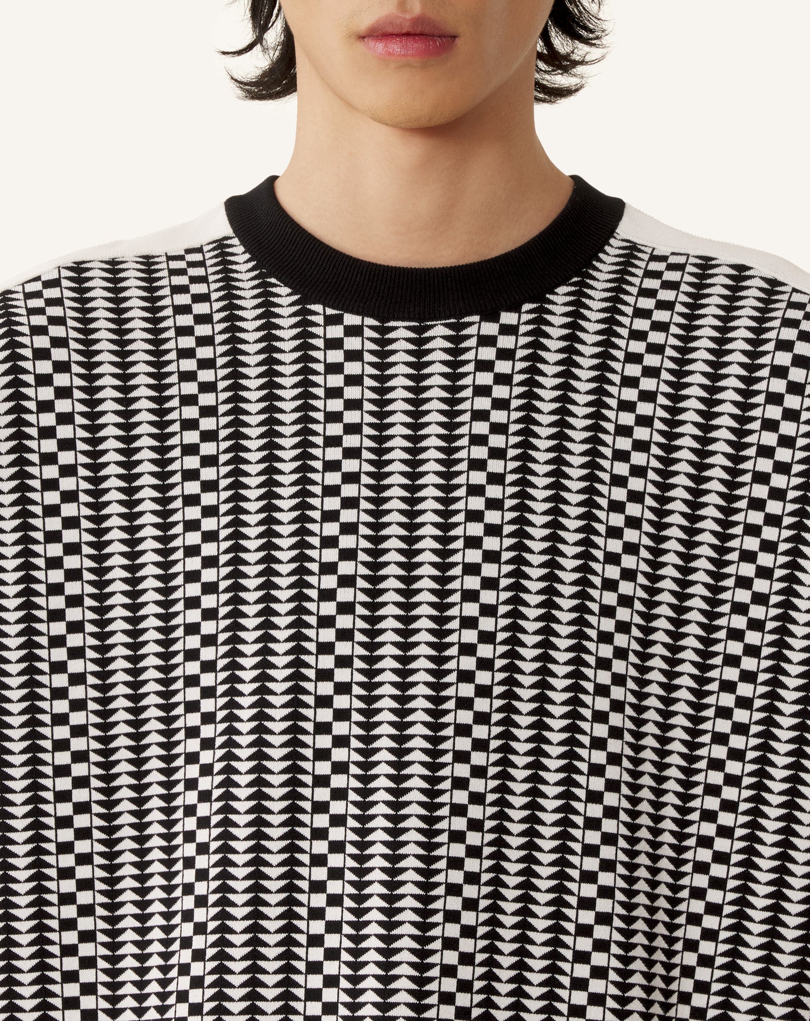T-shirt Ample En Jacquard De Soie Et Coton Grey
