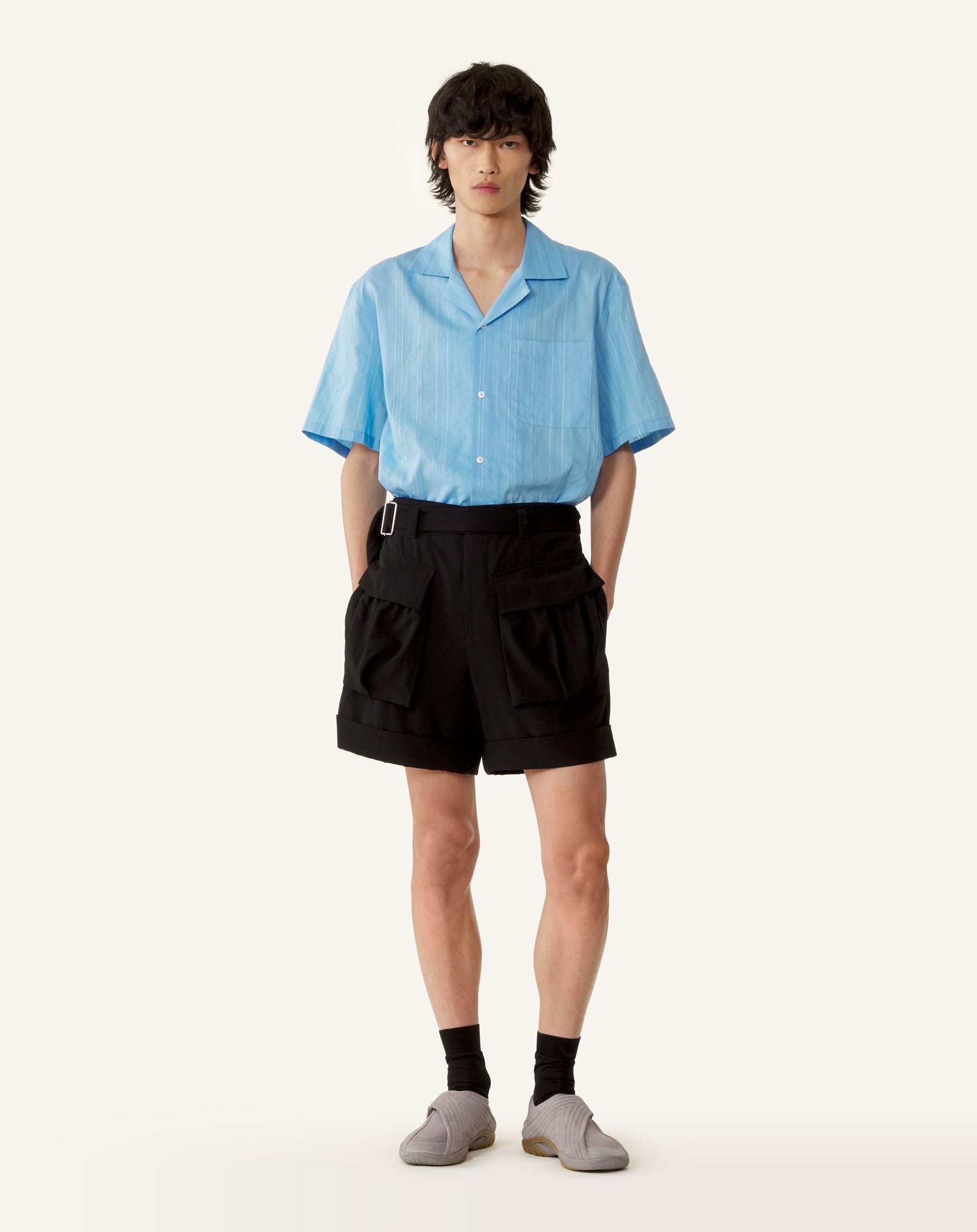 Chemise Texturée En Coton Et Soie Blue
