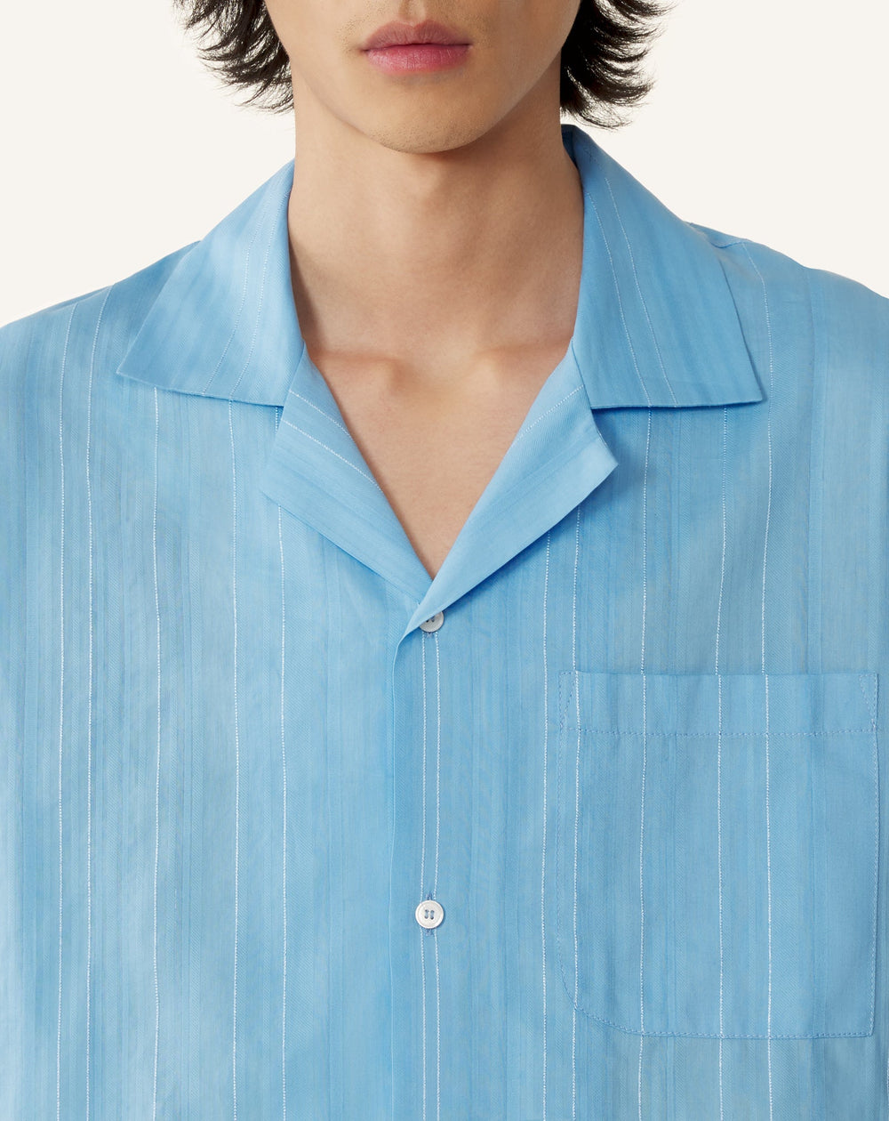 Chemise Texturée En Coton Et Soie Blue