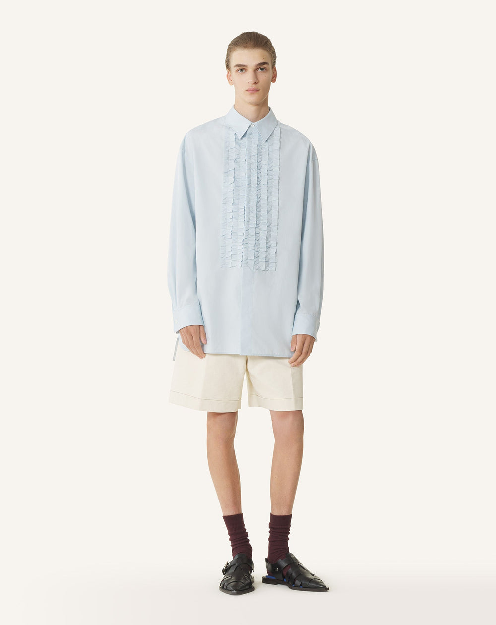 Chemise À Plastron En Popeline De Coton Blue