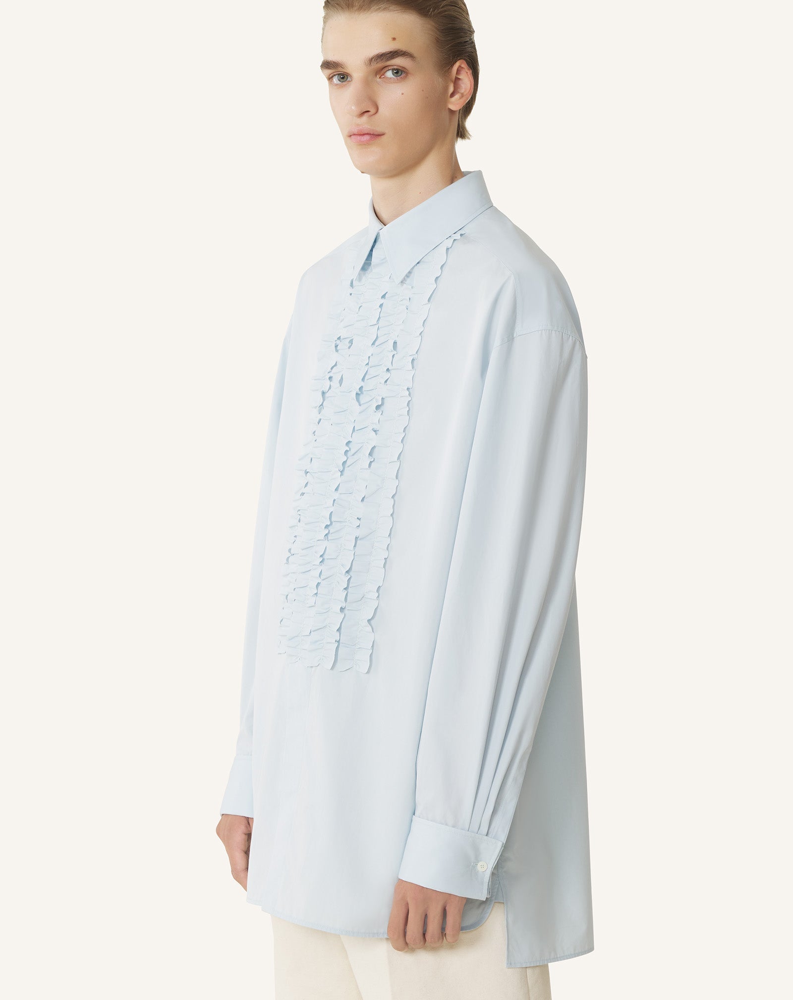 Chemise À Plastron En Popeline De Coton Blue