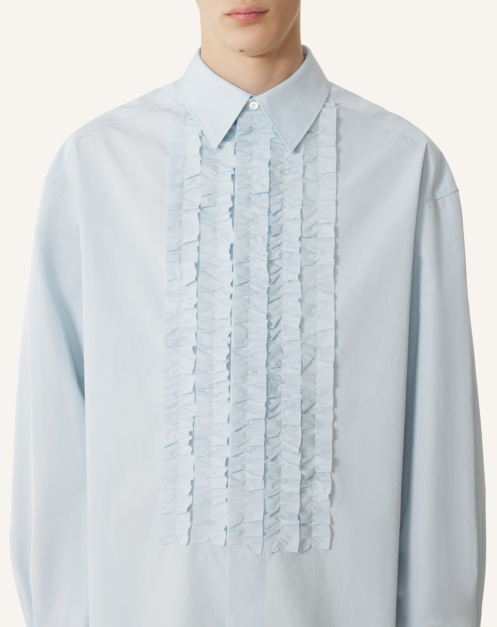 Chemise À Plastron En Popeline De Coton Blue
