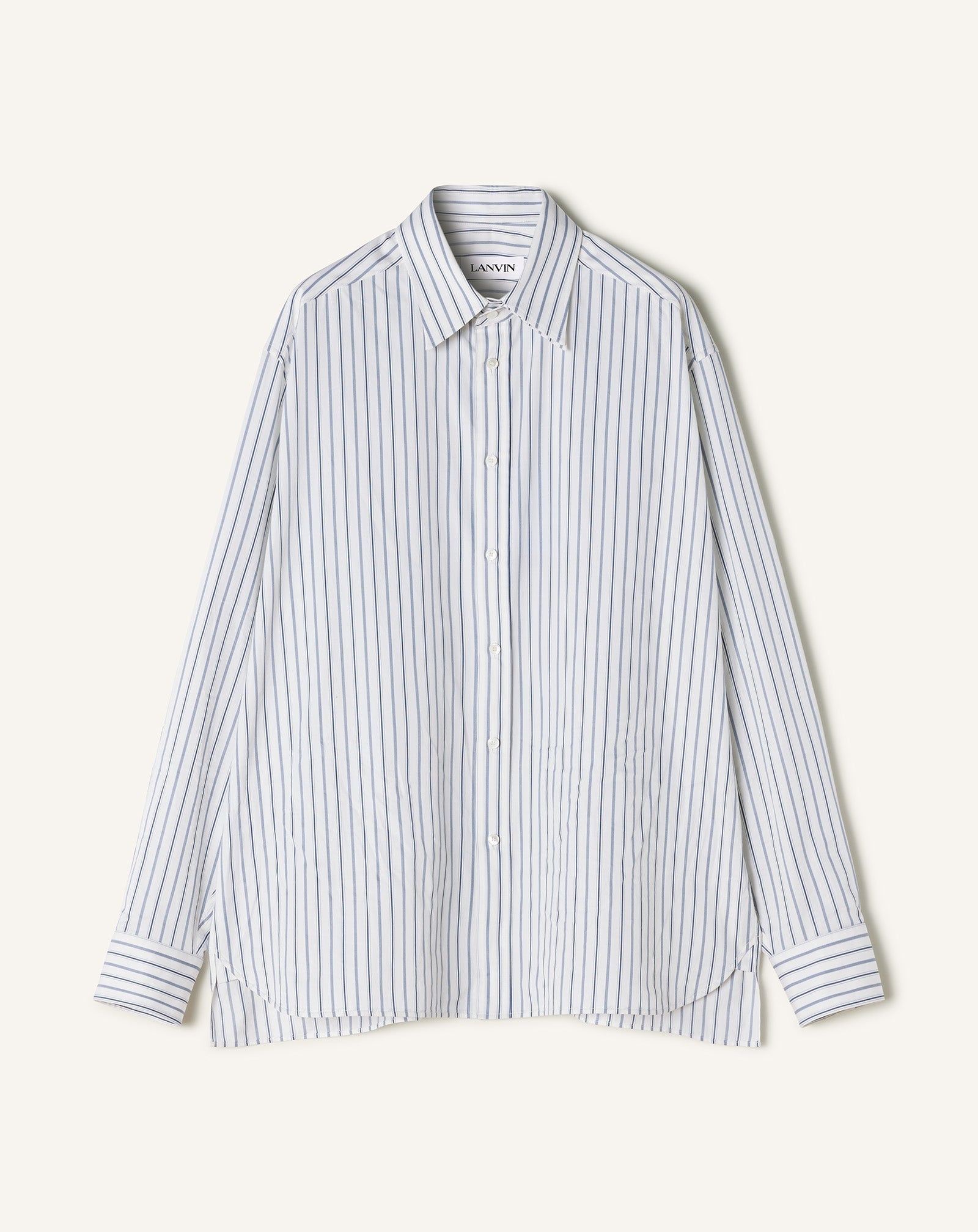 White Oversized Striped Cotton Poplin Shirt
