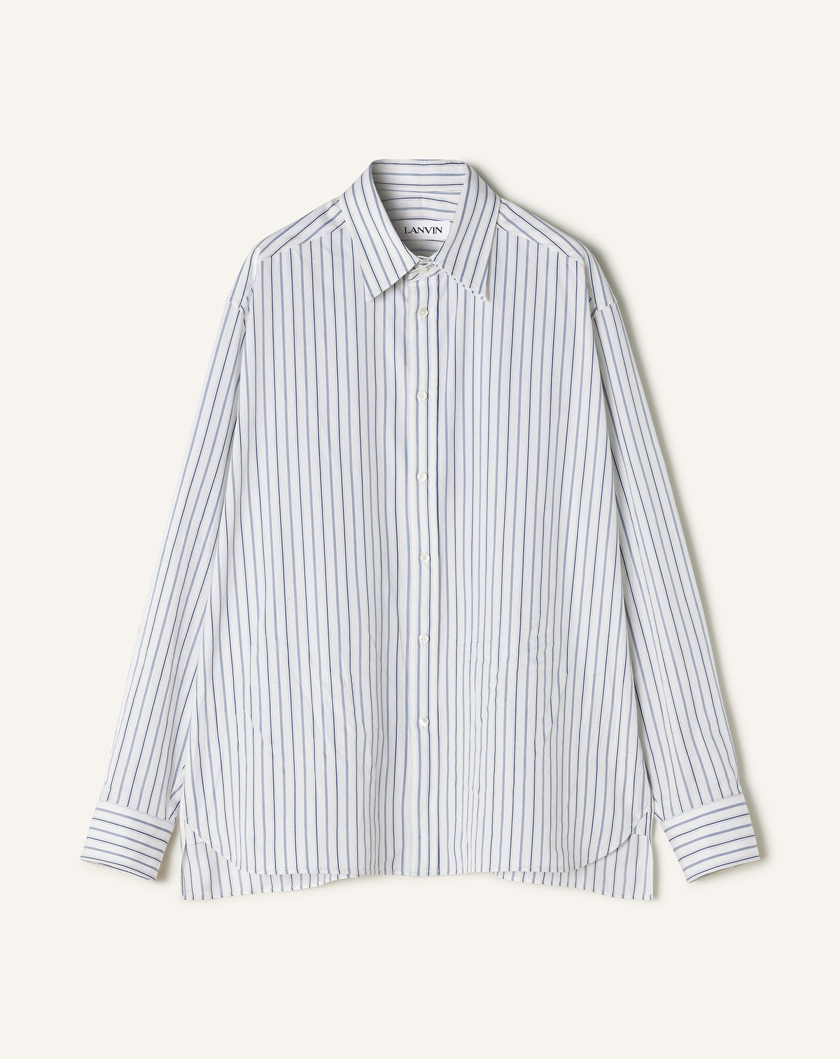 White Oversized Striped Cotton Poplin Shirt
