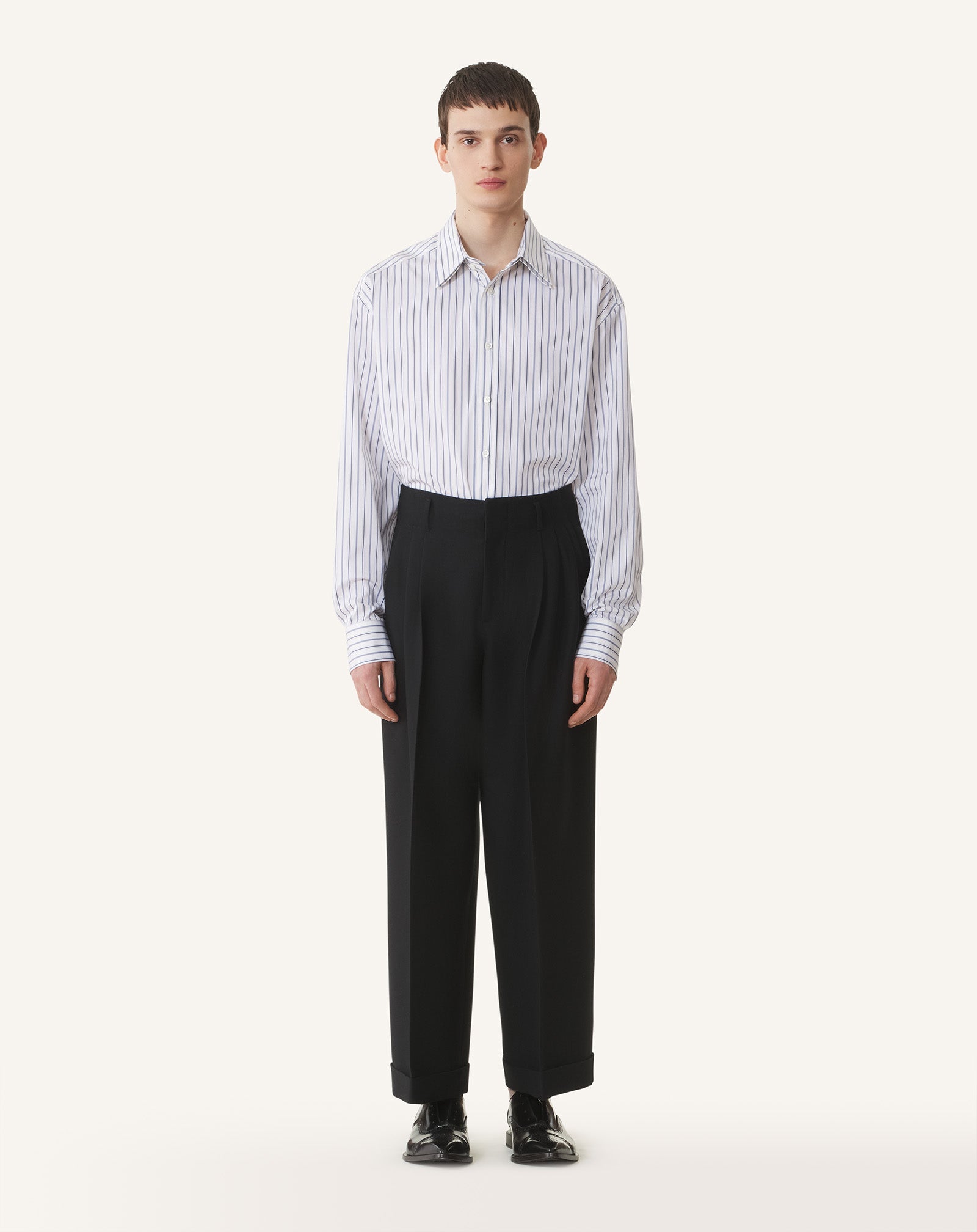 White Oversized Striped Cotton Poplin Shirt