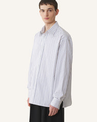 White Oversized Striped Cotton Poplin Shirt